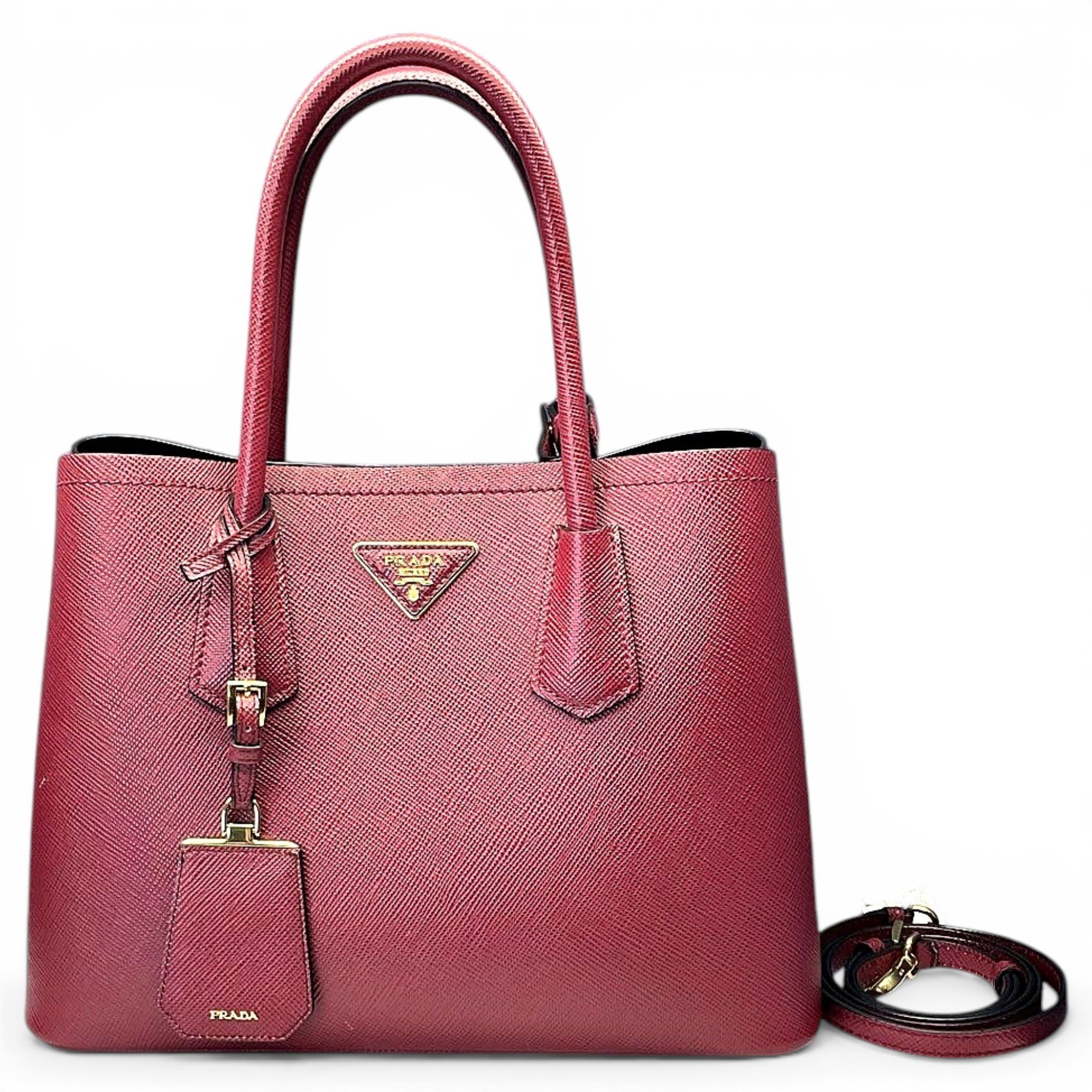 Double leather handbag