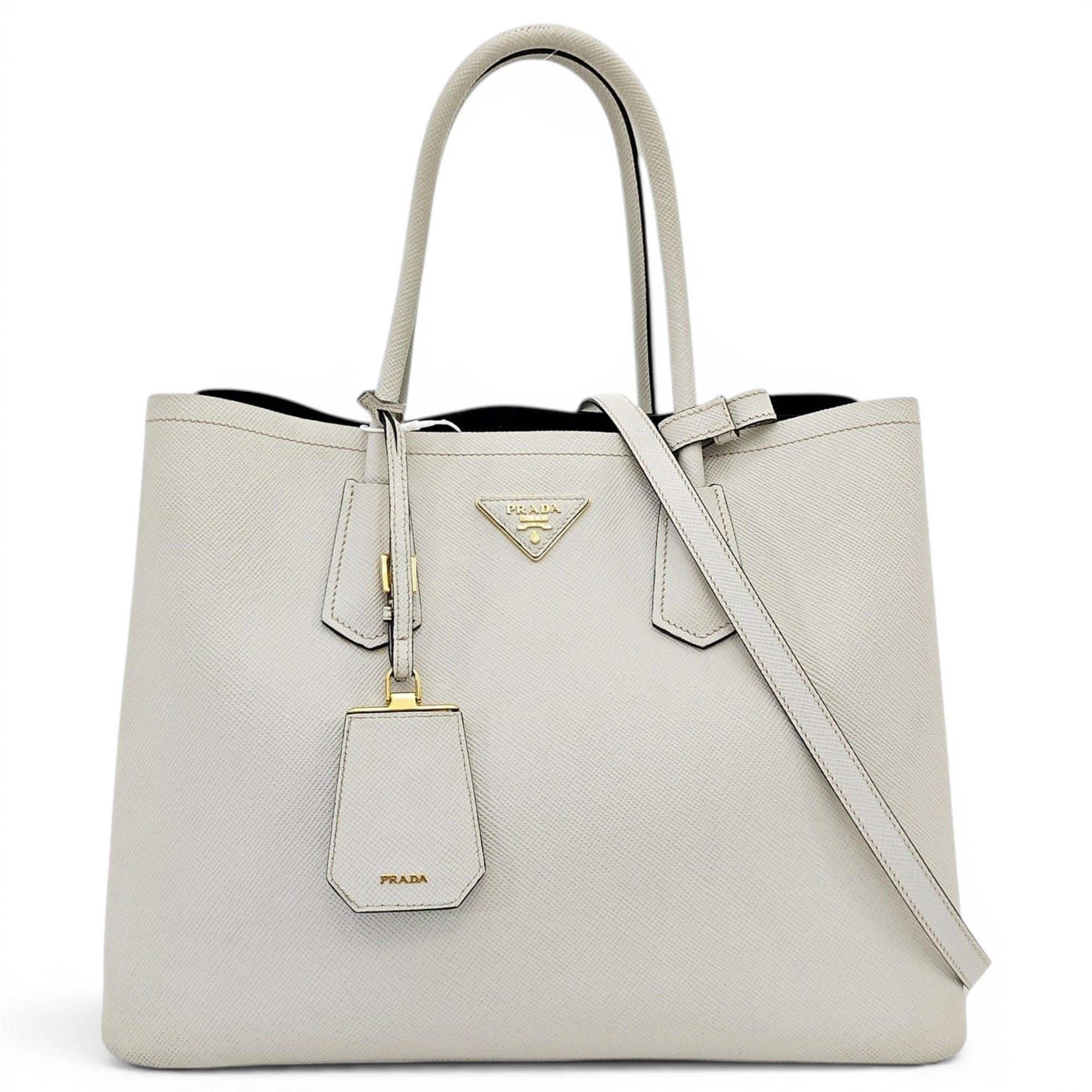 Double leather handbag