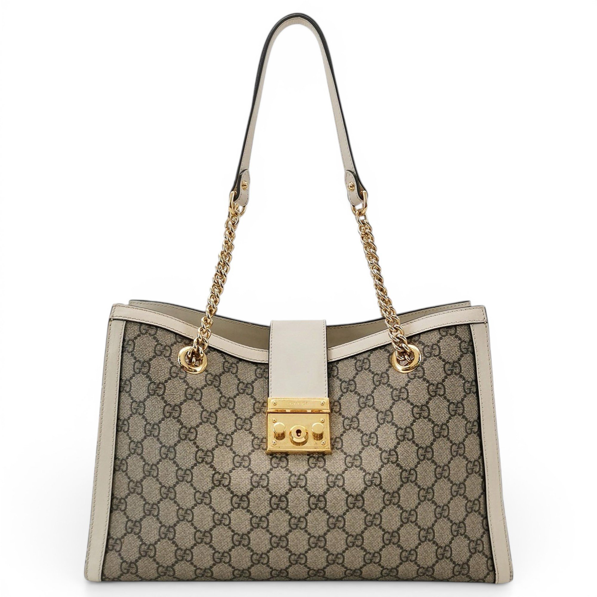 Padlock leather handbag