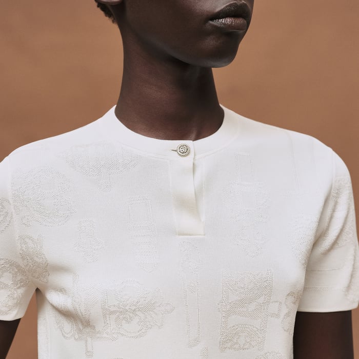 Blanc Nacre "Ferronnerie" Short-sleeve Sweater
