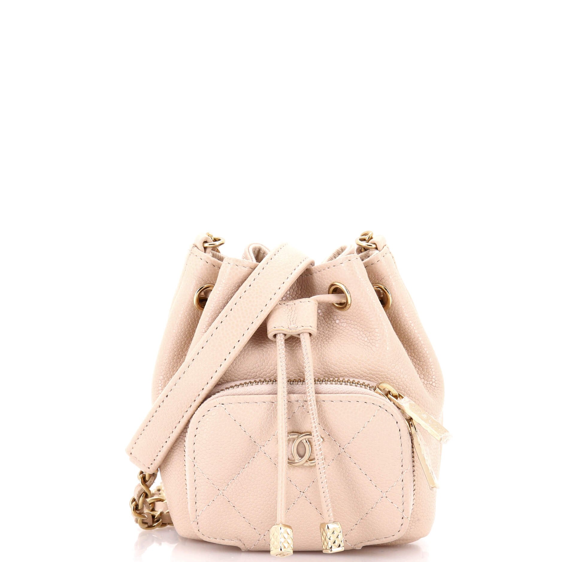 Business Affinity Drawstring Bucket Bag Quilted Caviar Mini