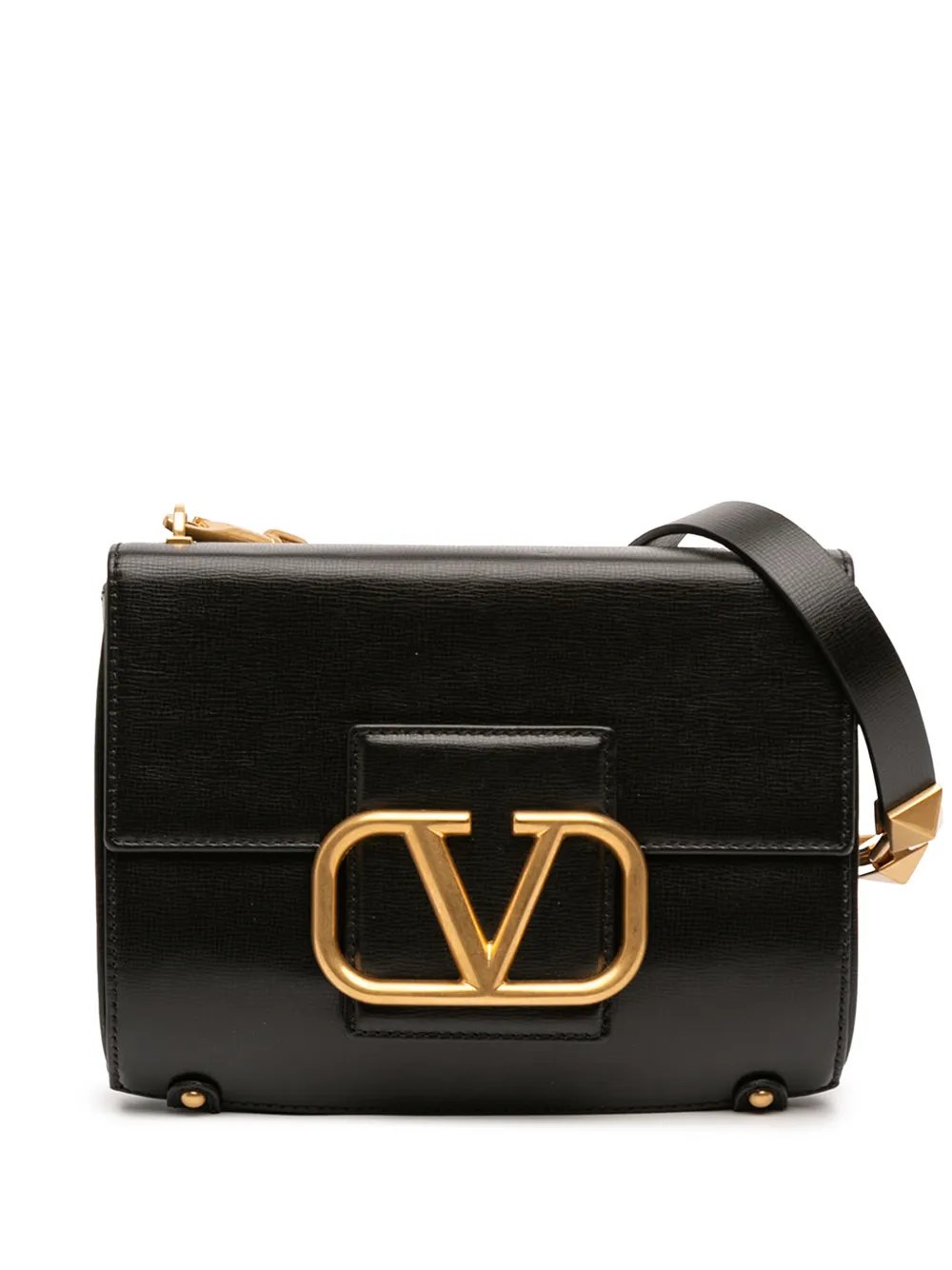 2018-2026 Grained Calfskin Stud Sign shoulder bag