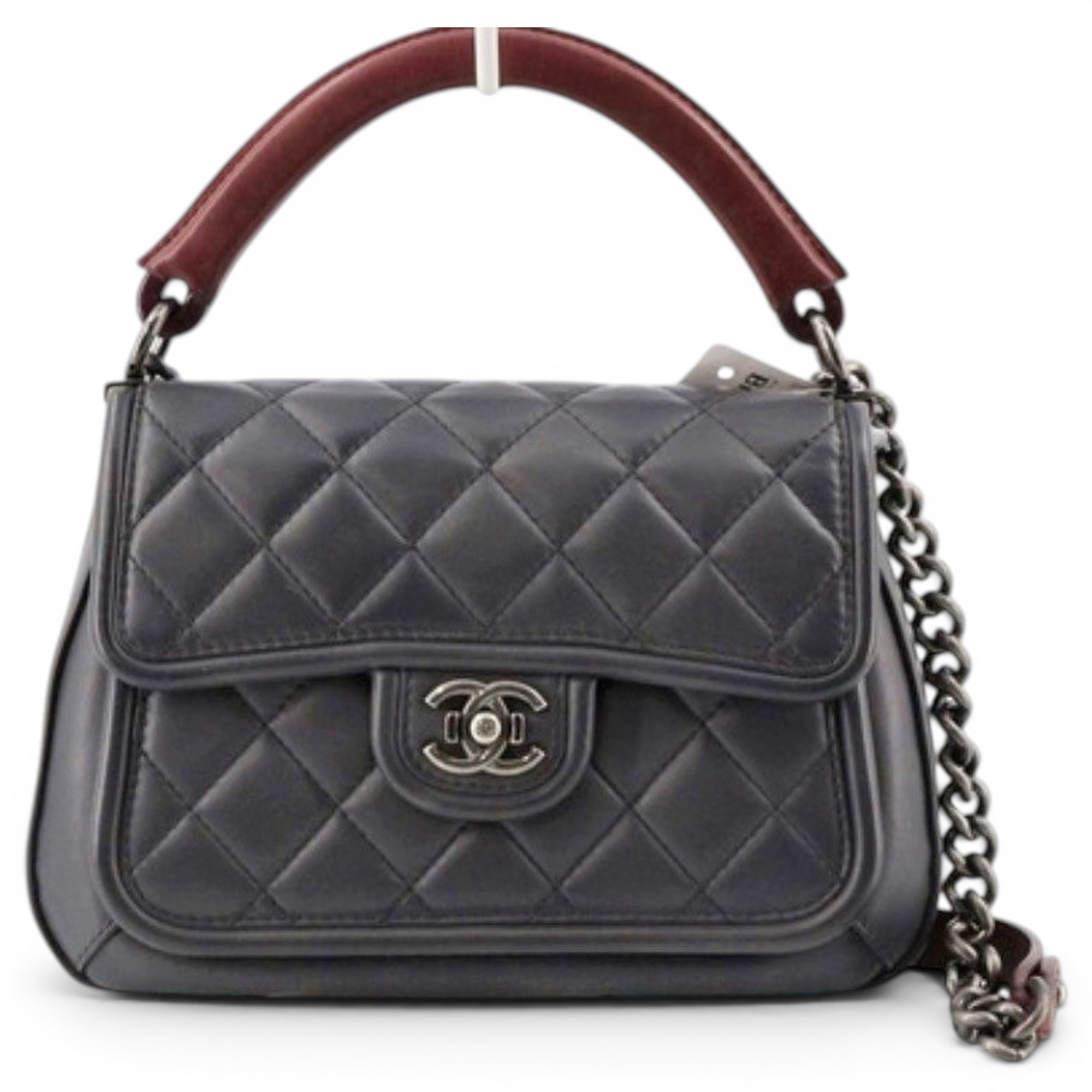 Trendy CC Top Handle leather handbag