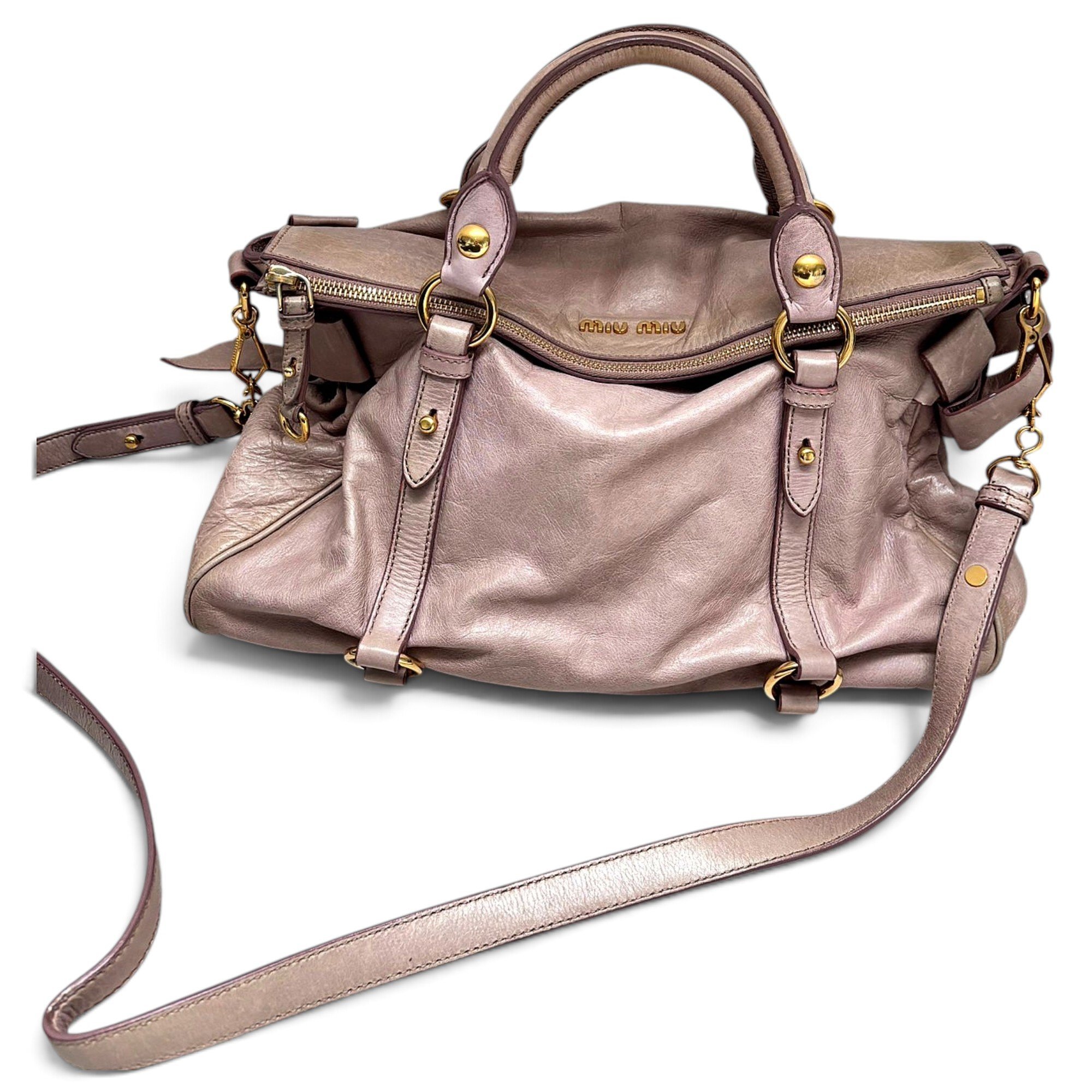 Bow bag leather handbag