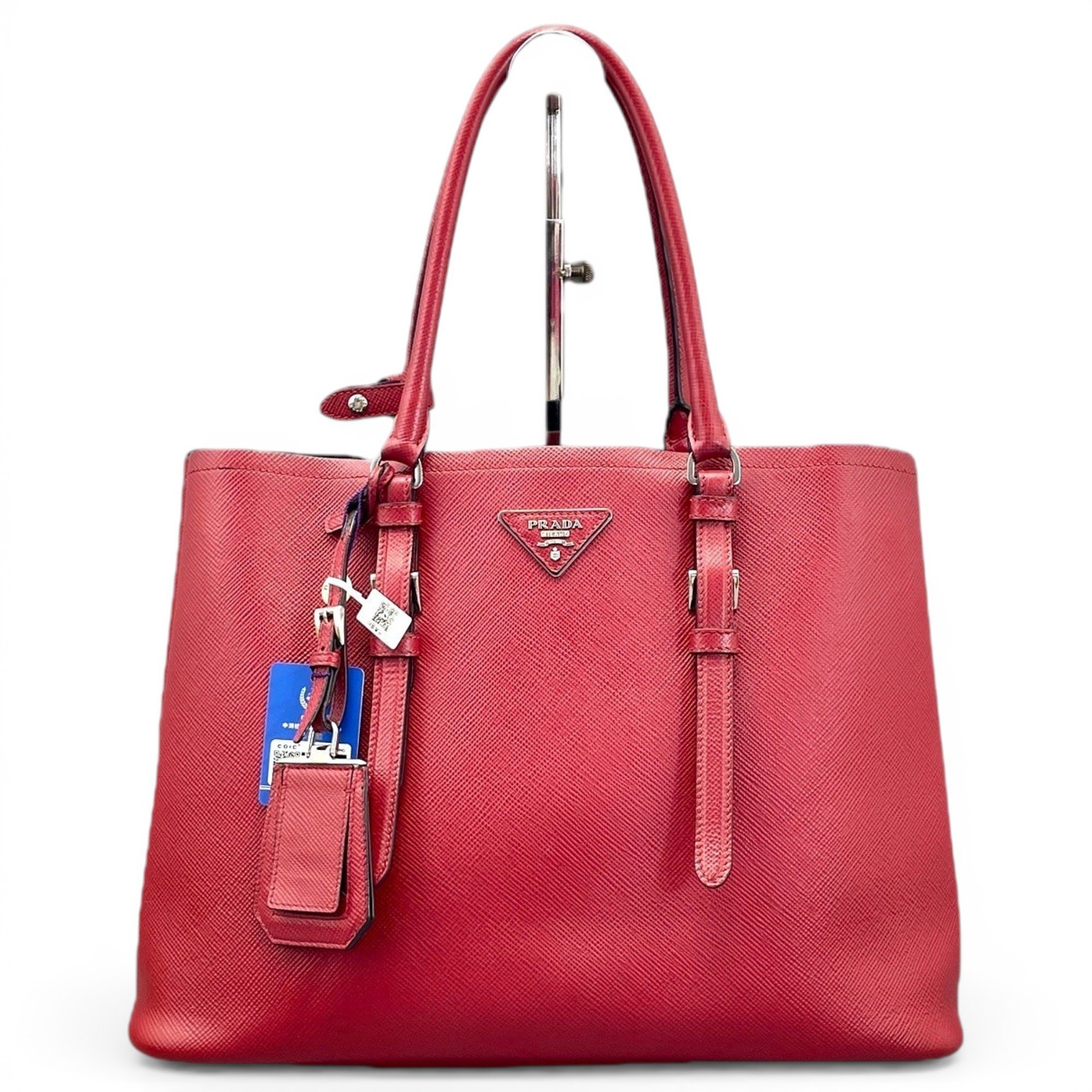 Double leather handbag