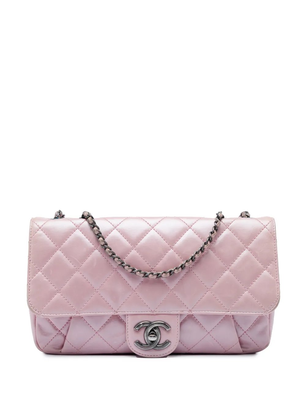 2016-2017 Medium Quilted Metallic Calfskin Coco Pleats Chain Flap crossbody bag