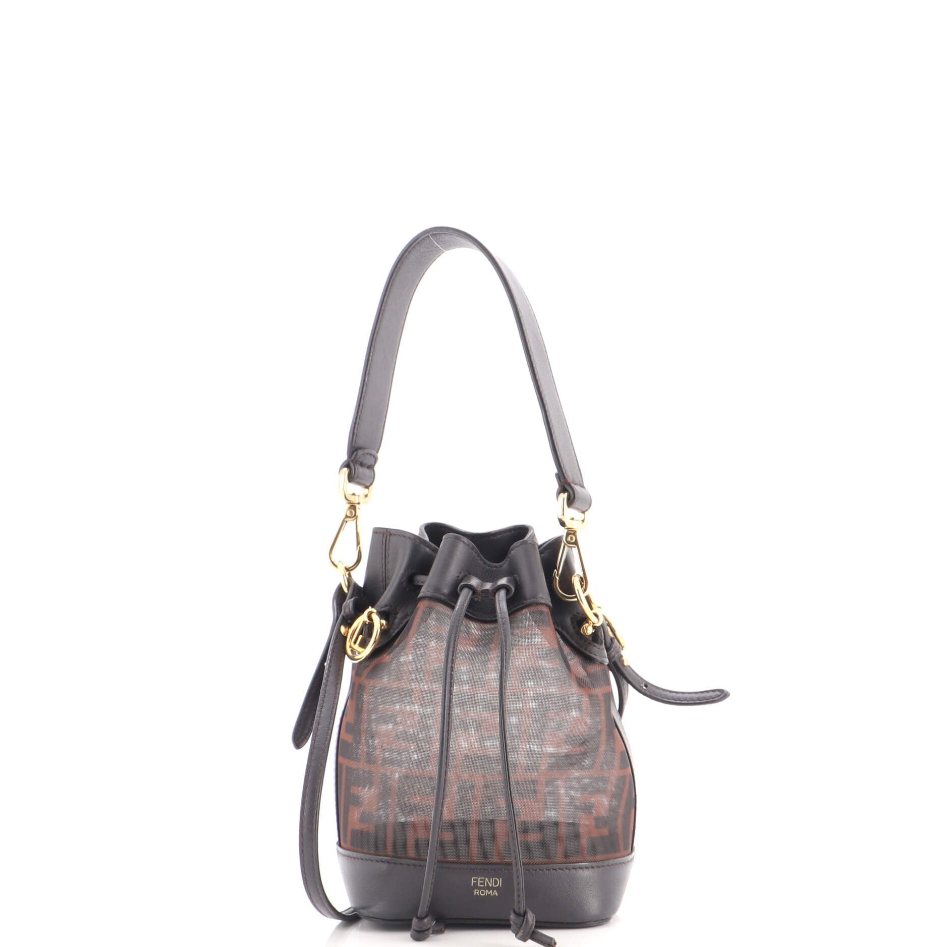 Mon Tresor Bucket Bag Zucca Mesh with Leather Mini