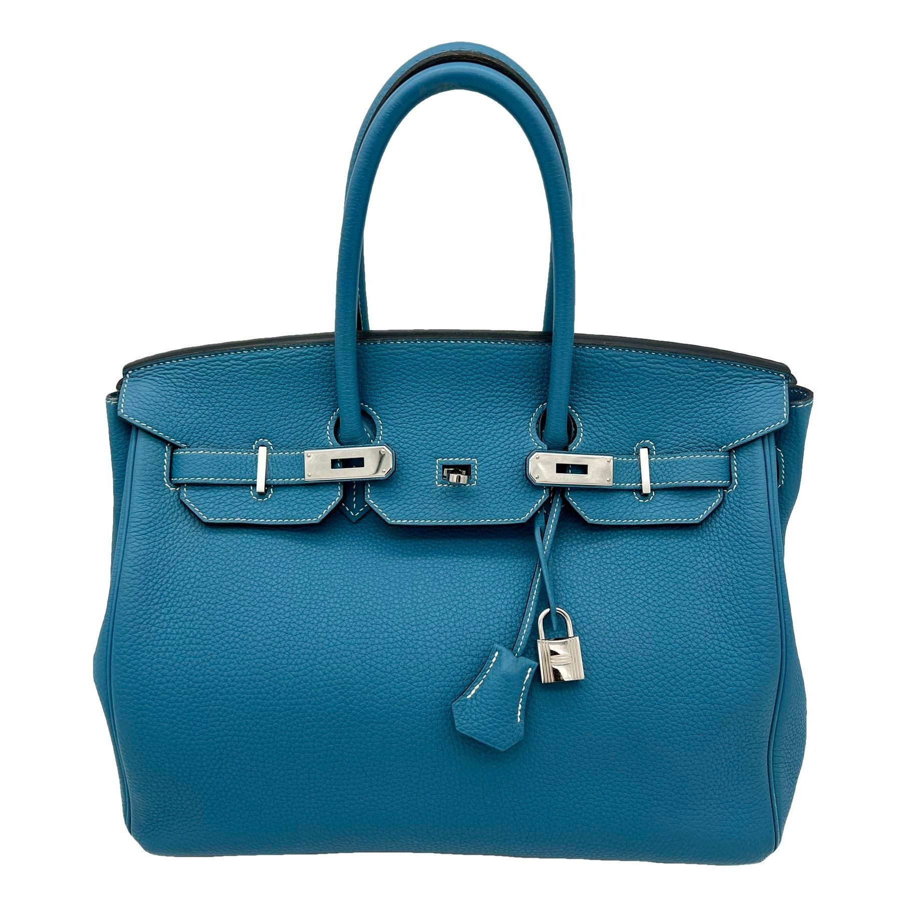 Hermes Birkin 35 Handbag Blue Jean Togo Leather 2014
