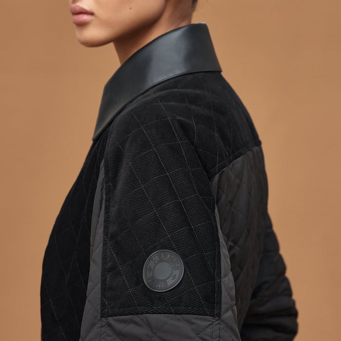 Noir Mixed Leather Coat