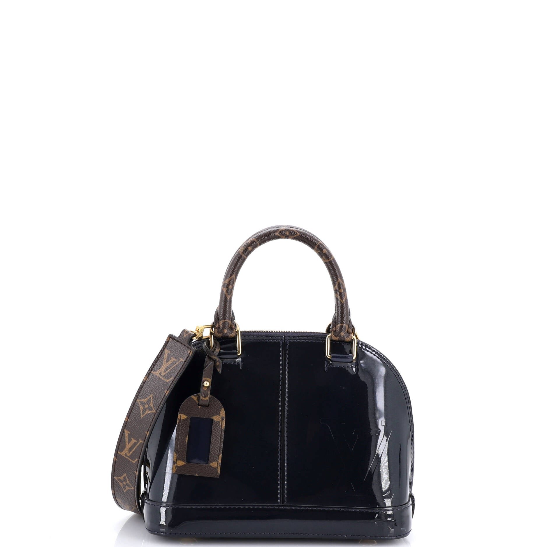 Alma Handbag Vernis with Monogram Canvas BB