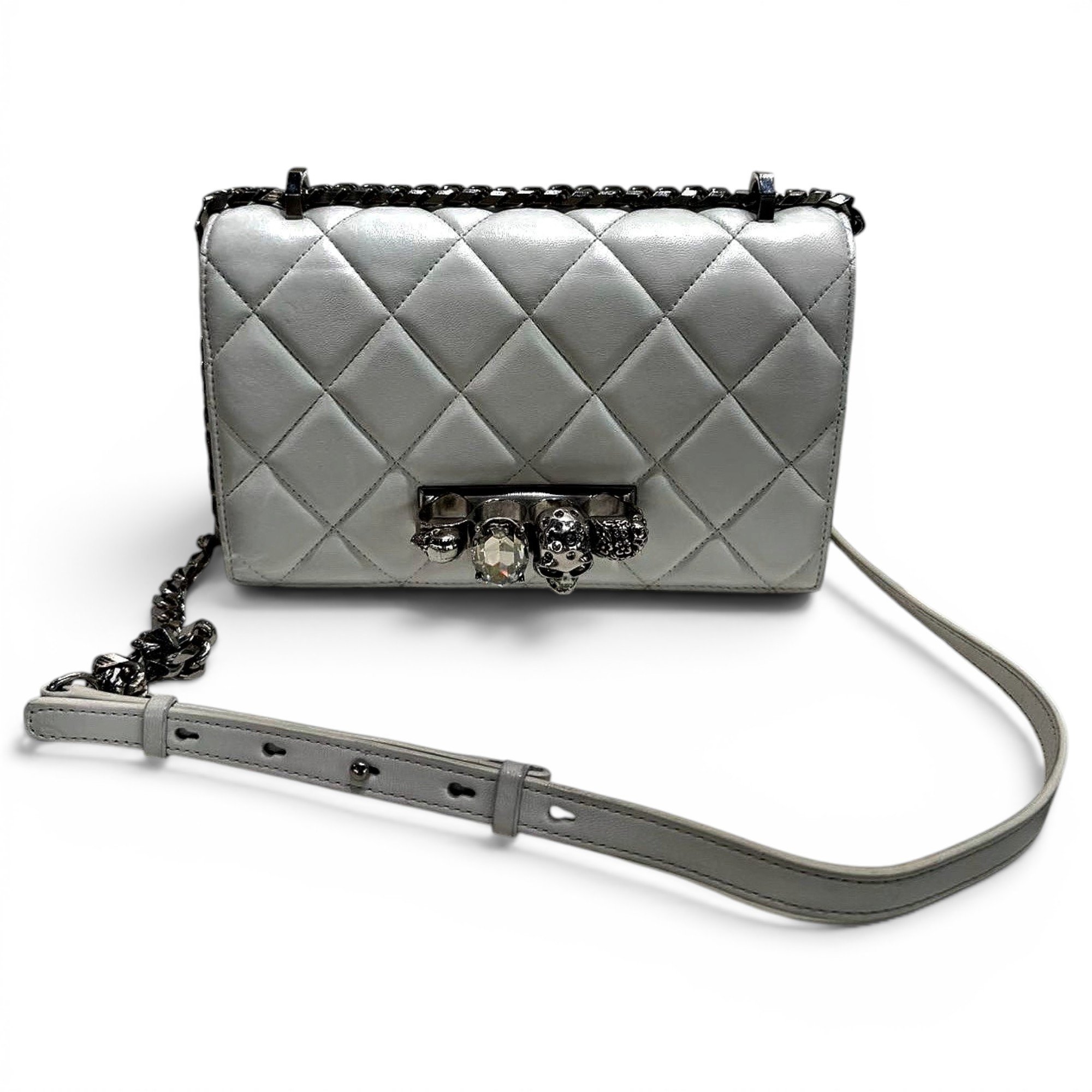 Knuckle leather crossbody bag
