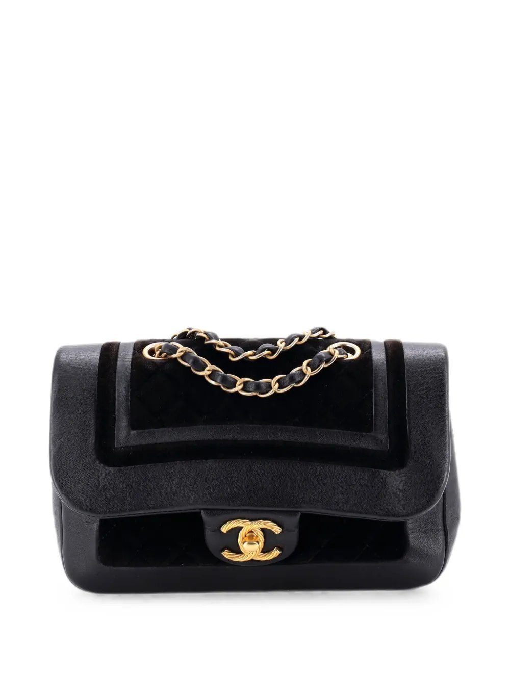 Paris-Cosmopolite Textured CC Flap Bag Lambskin and Quilted Velvet Small shoulder bag