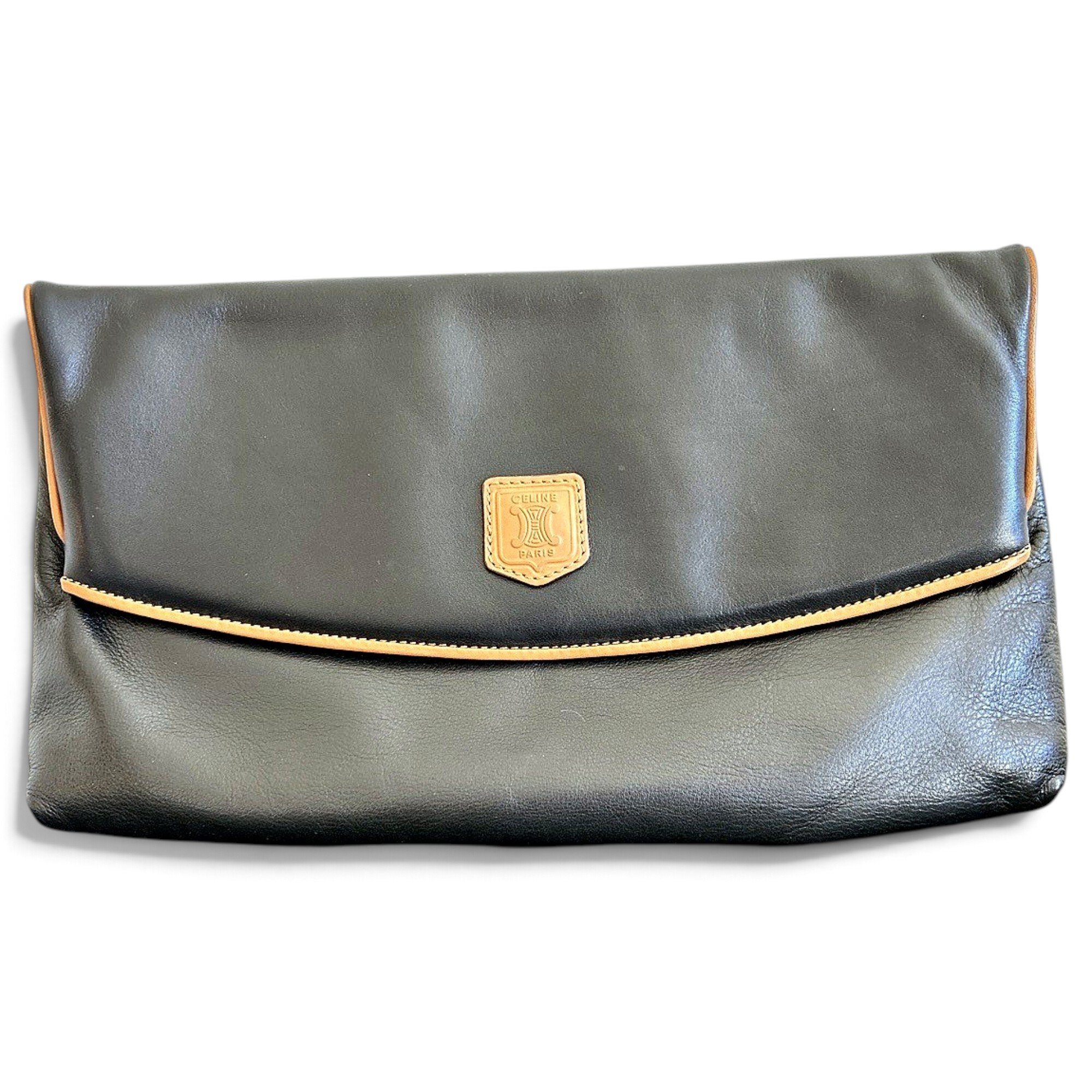 Triomphe Vintage leather clutch bag