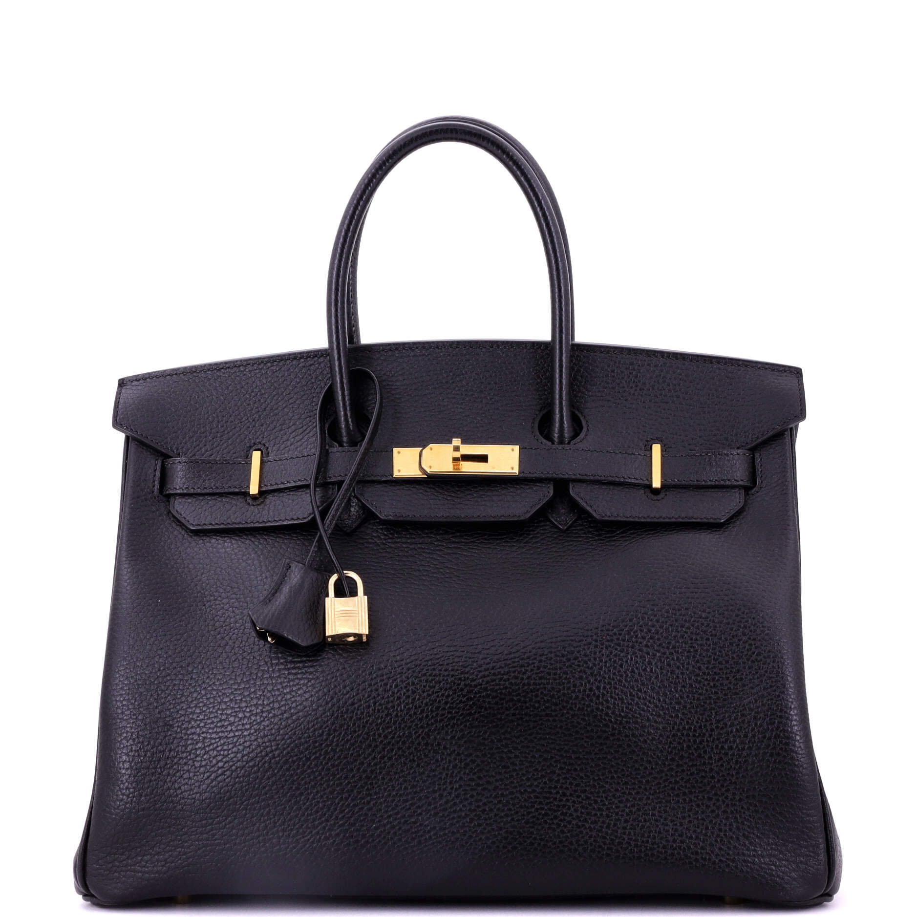 Hermes Birkin Handbag Noir Ardennes with Gold Hardware 35