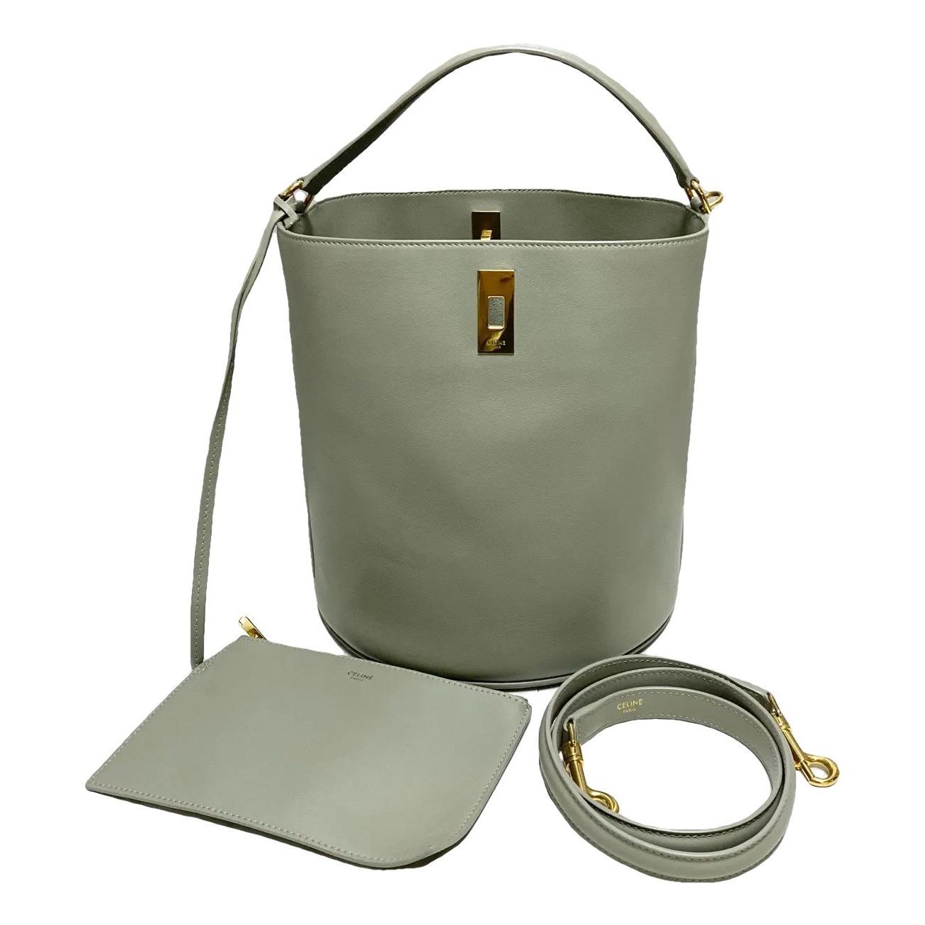 Clasp Bucket leather handbag