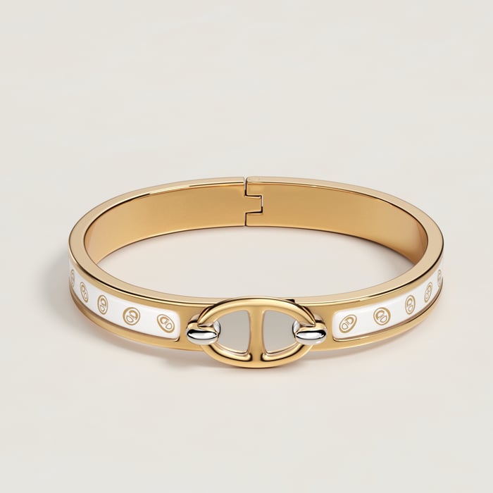 Orfèvre Jaune or Blanc Mini Clic Chaine d'Ancre Maillon Bracelet