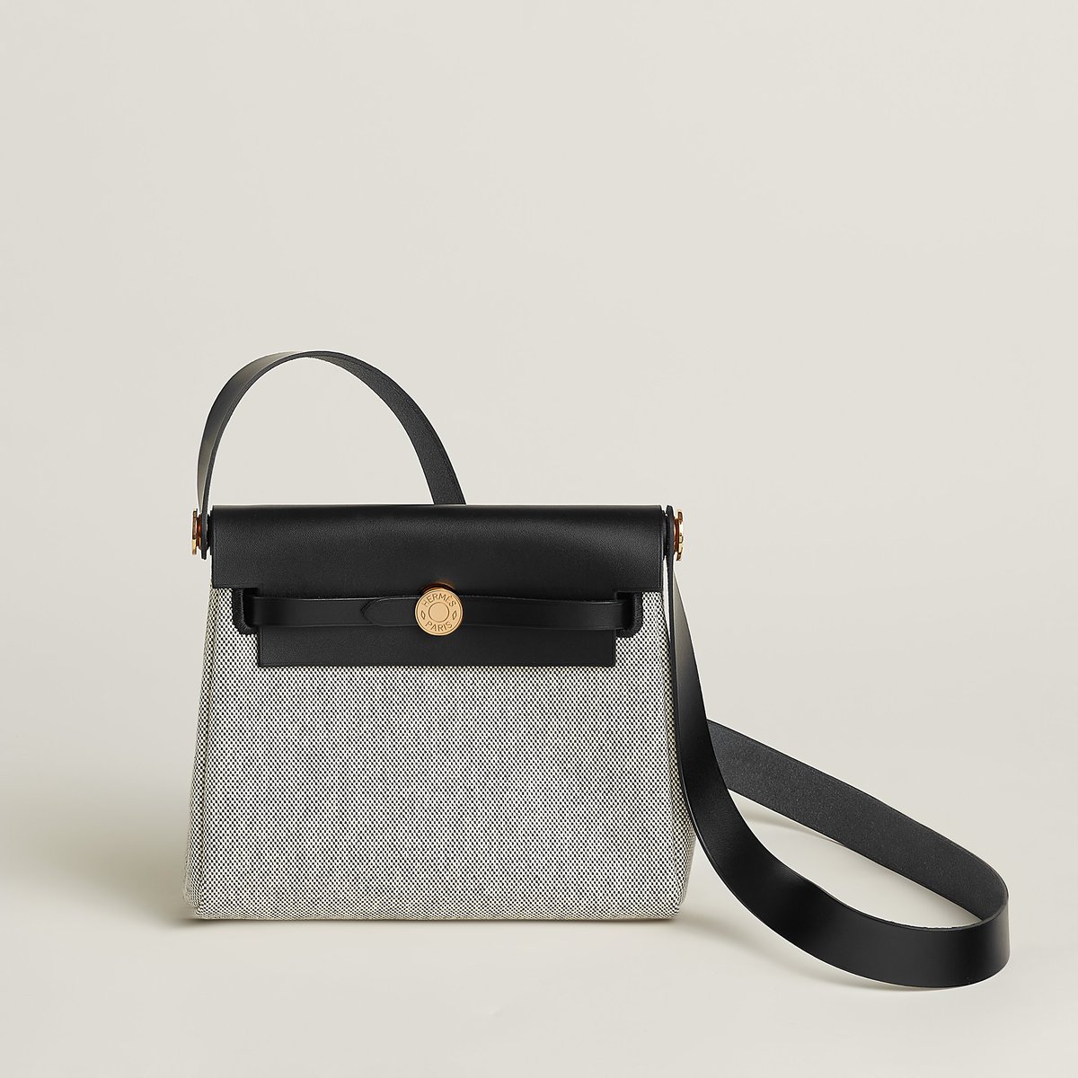 Hermès Herbag Zip 20 bag Écru/noir/noir | BagUSeek