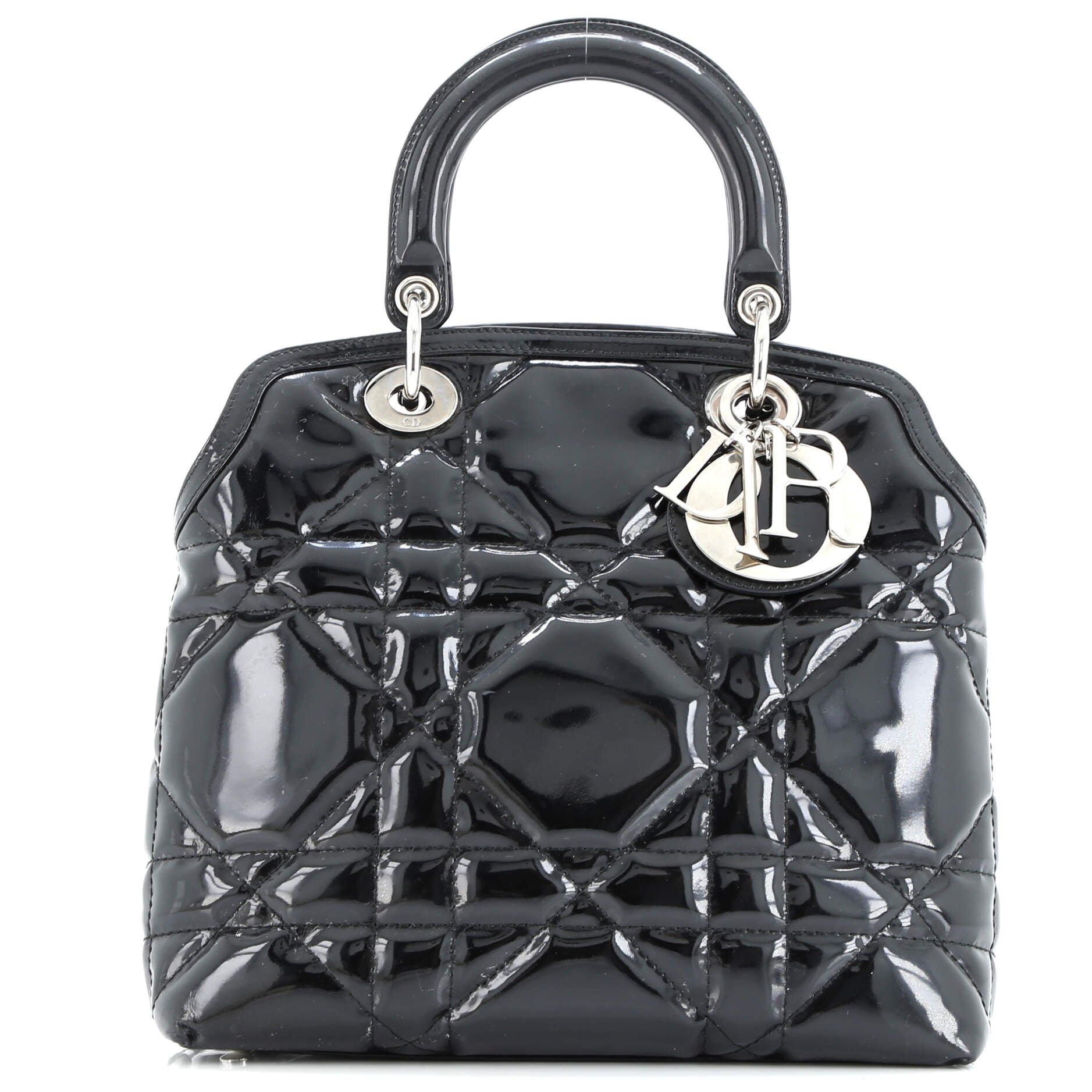 Dior Granville Satchel Cannage Quilt Patent Medium