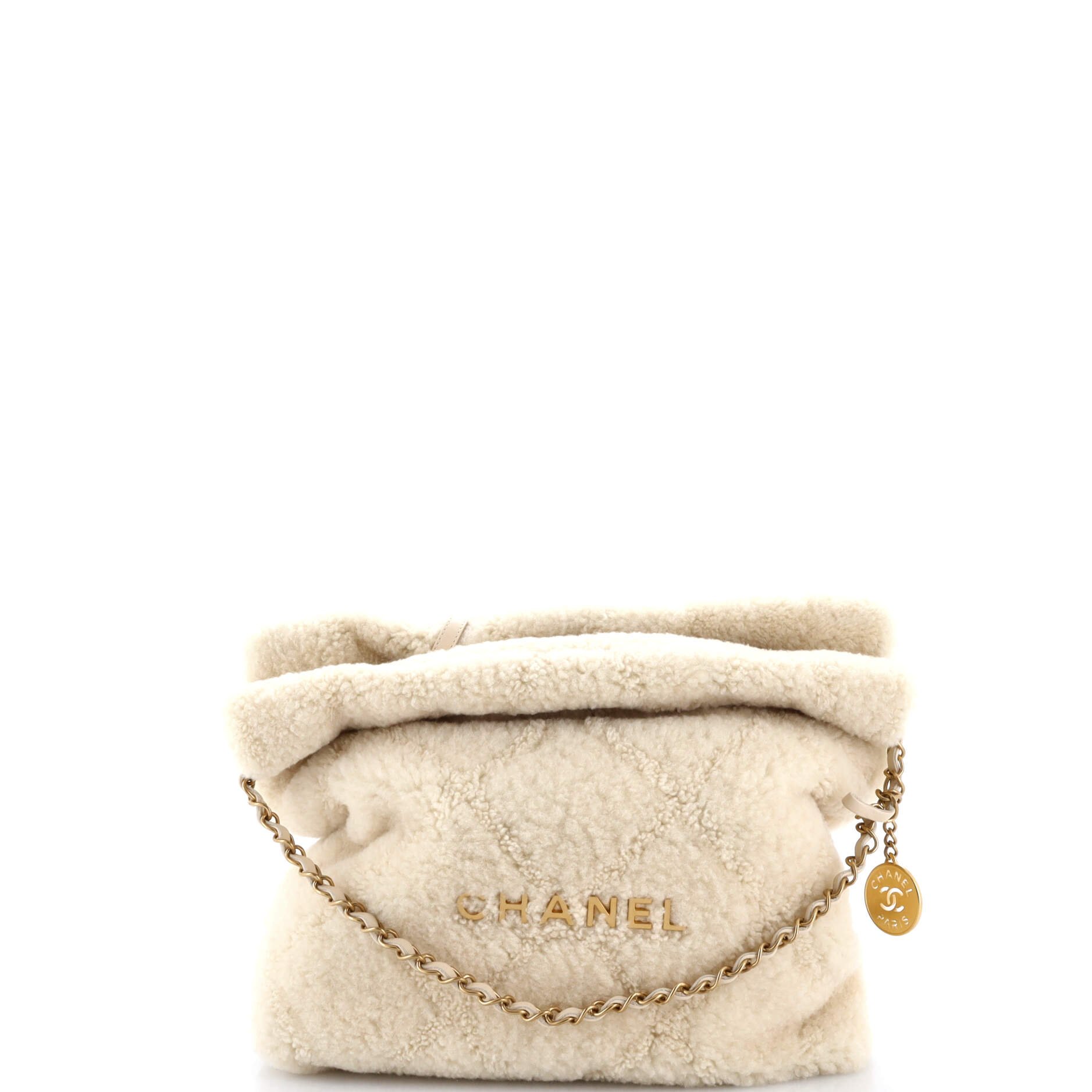 Chanel 22 Chain Hobo Quilted Shearling Small