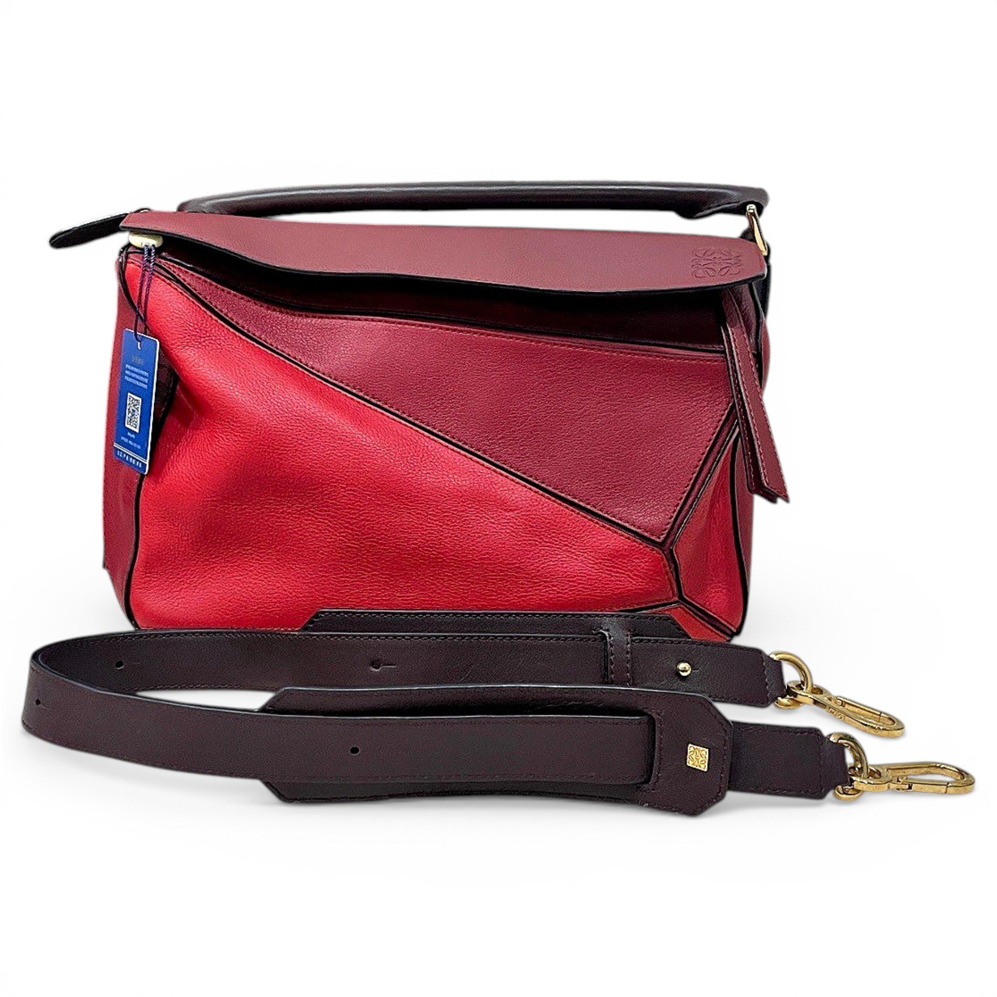 Puzzle leather handbag