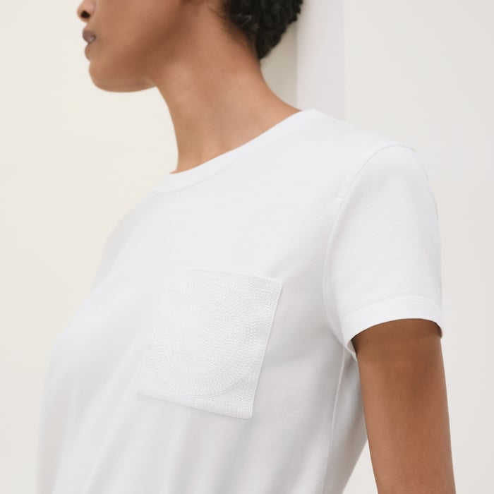 Blanc Camiseta Com Bolso Bordado