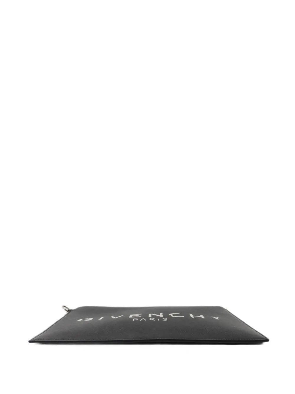 logo-print leather clutch bag
