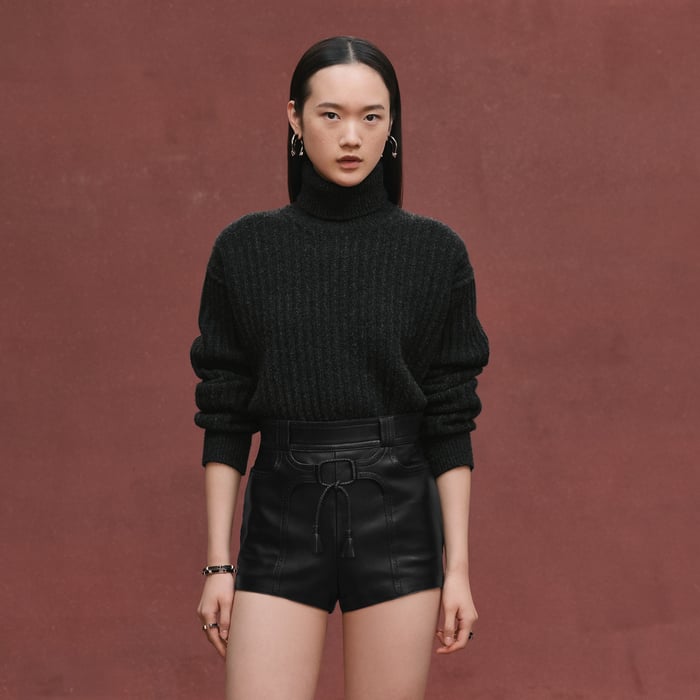 Noir Shorts With Perforated Details