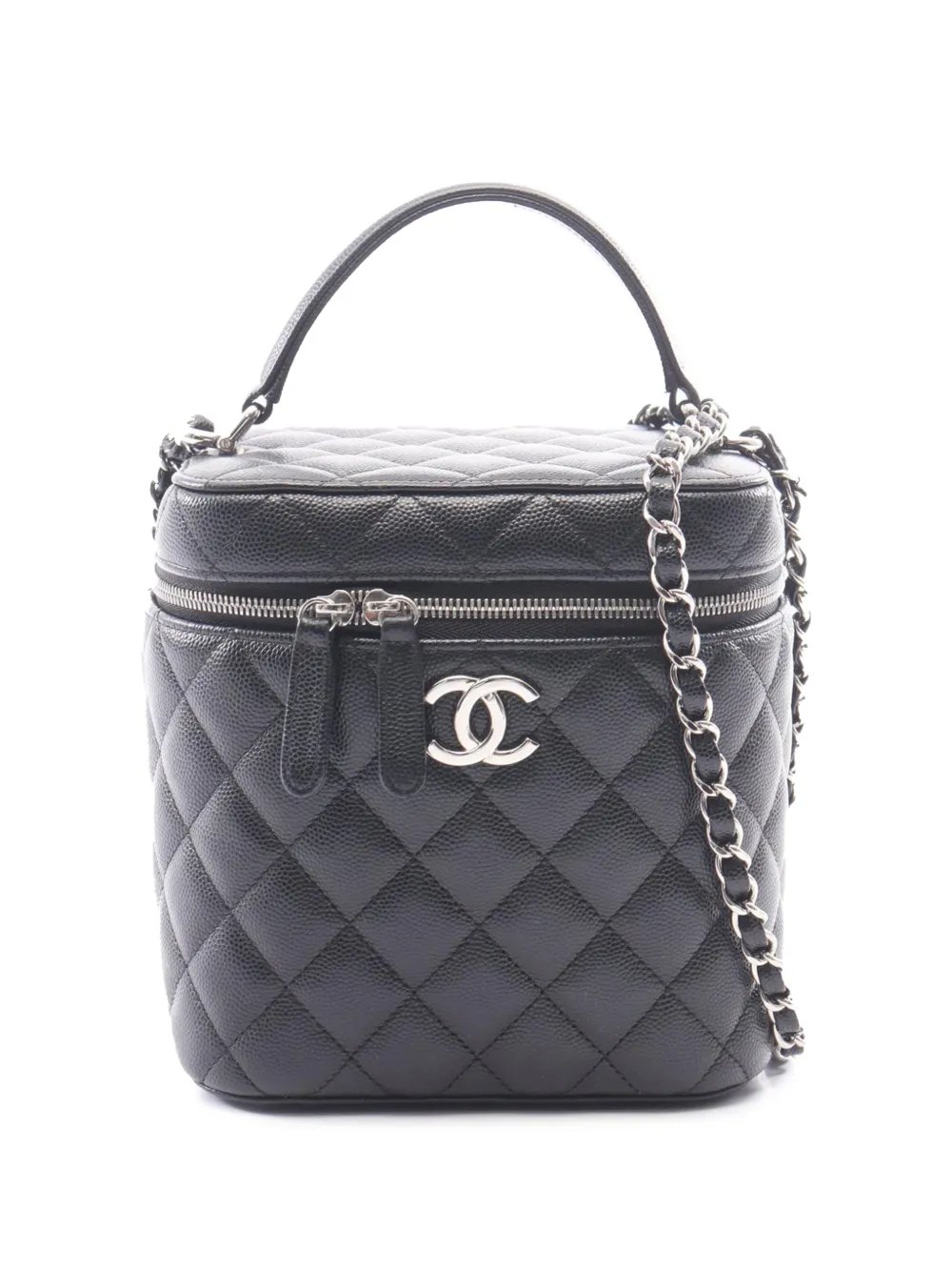 2021-2026 CC Quilted Caviar Top Handle Vanity with Chain satchel