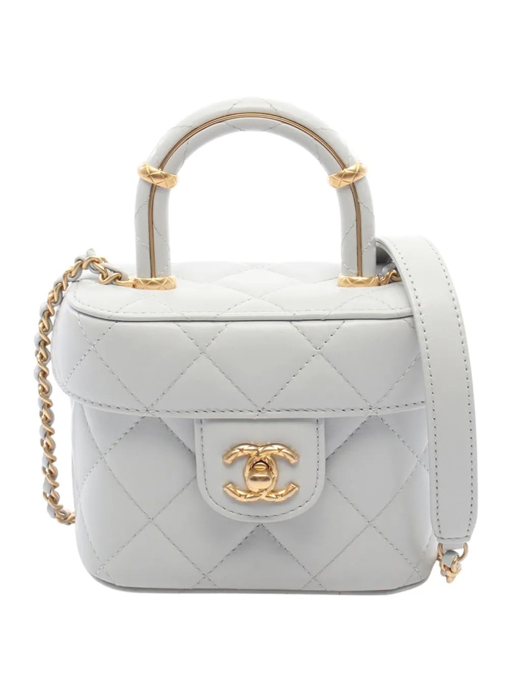 2021-2026 Mini Quilted Lambskin Top Handle Vanity Case with Chain satchel
