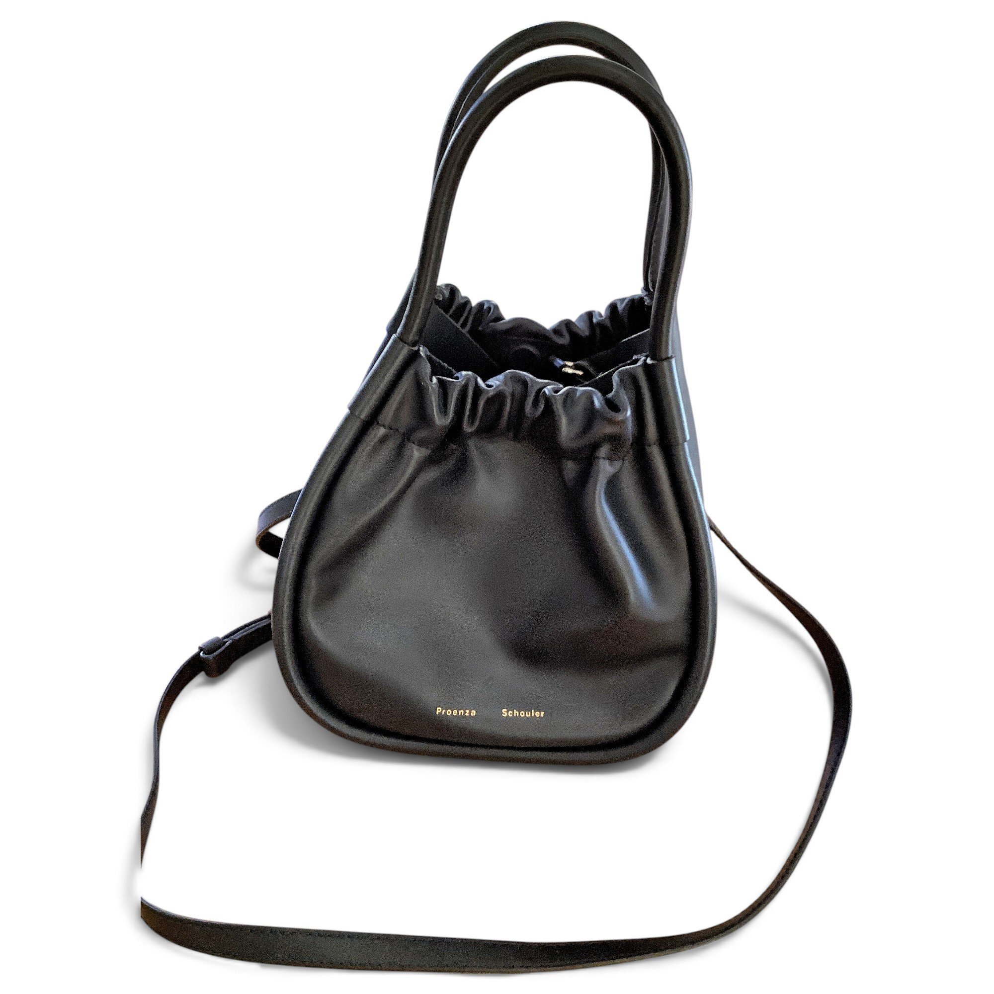 Ruched leather crossbody bag