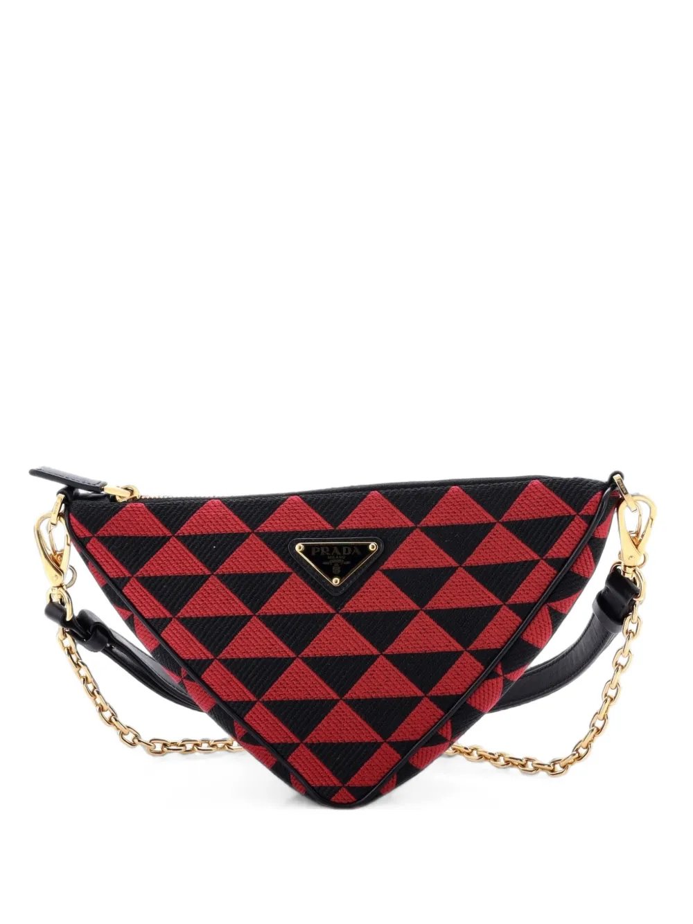 Symbole Triangle Bag Leather and Jacquard Mini shoulder bag