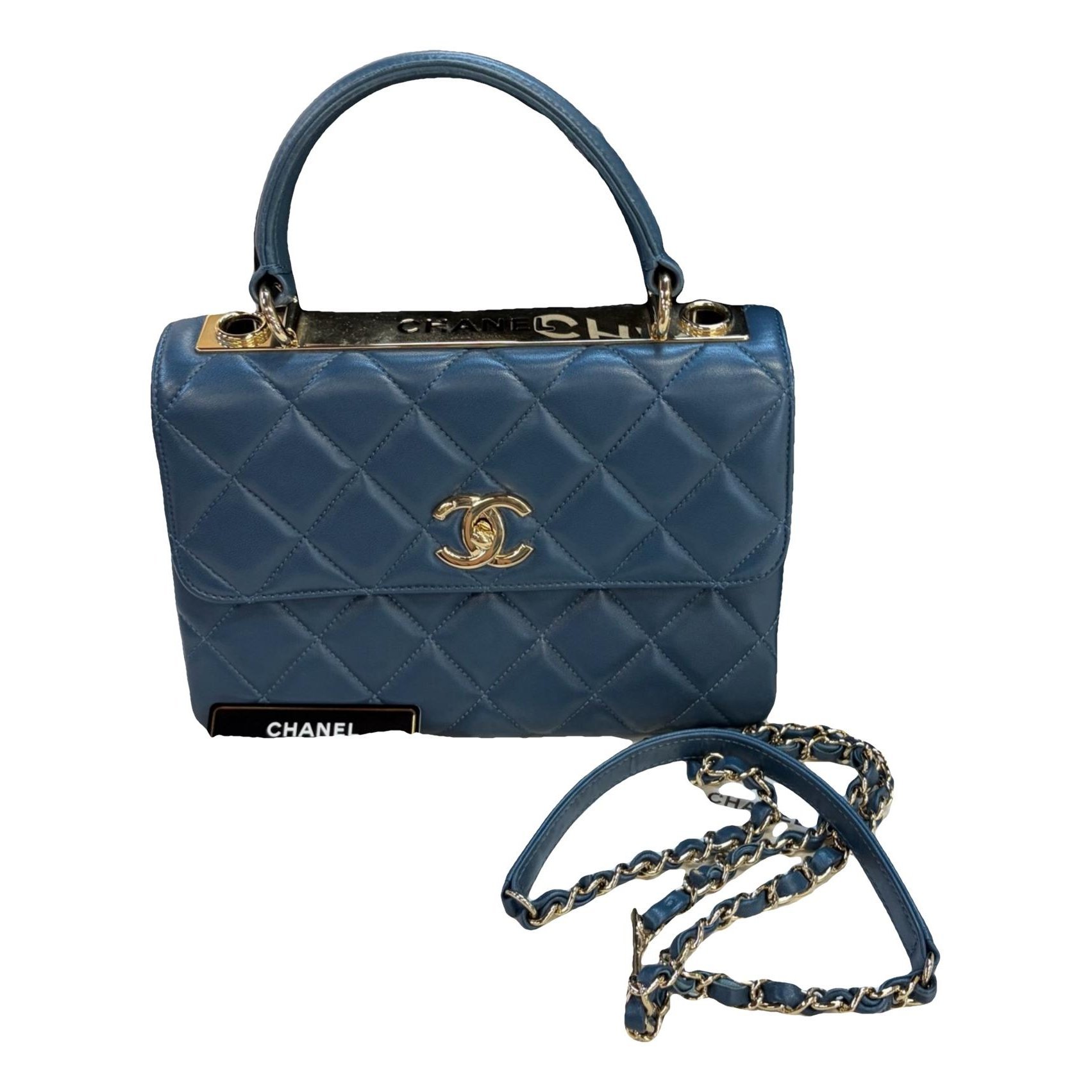 Trendy CC Top Handle leather handbag