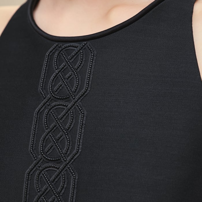 Noir Embroidered Short Dress