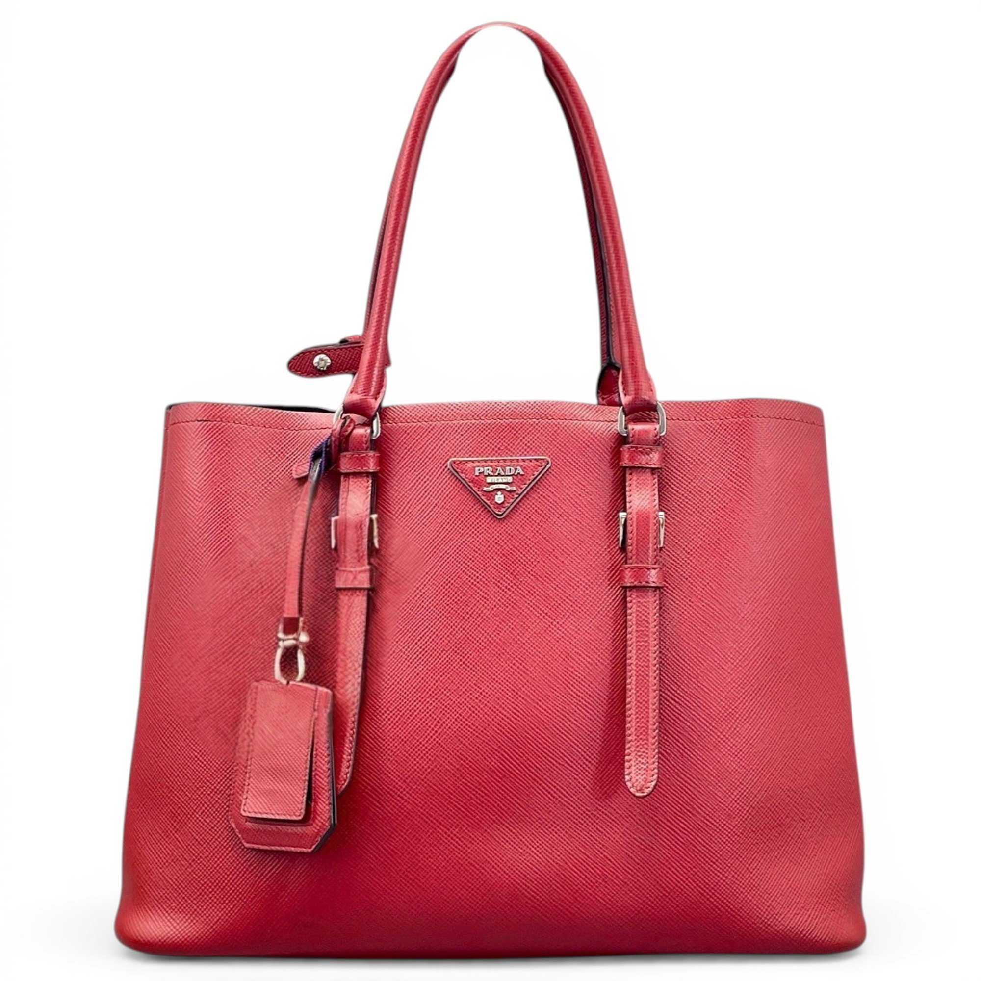 Double leather handbag