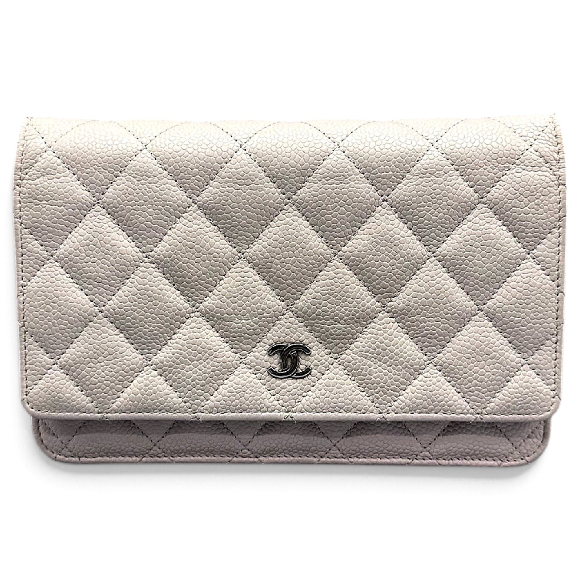 Trendy CC Wallet on Chain leather handbag