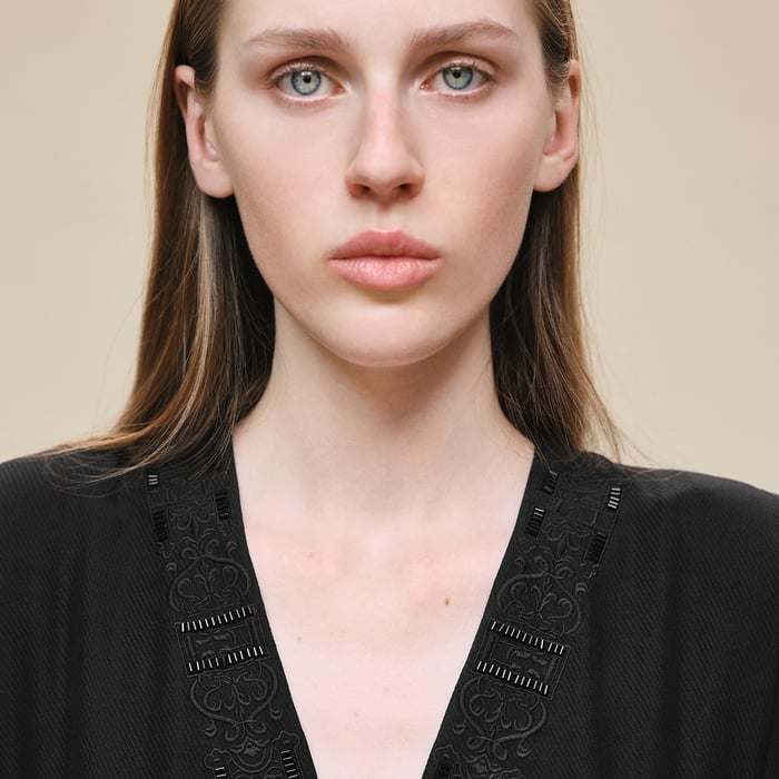 Noir Sleeveless Embroidered Caftan