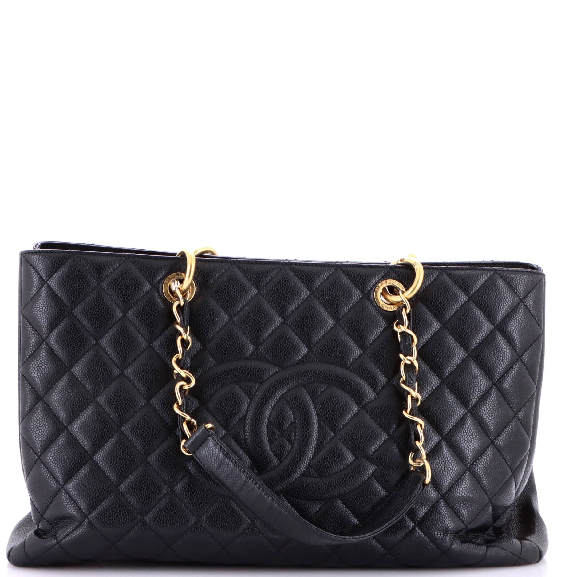 Grand Shopping Tote Quilted Caviar XL