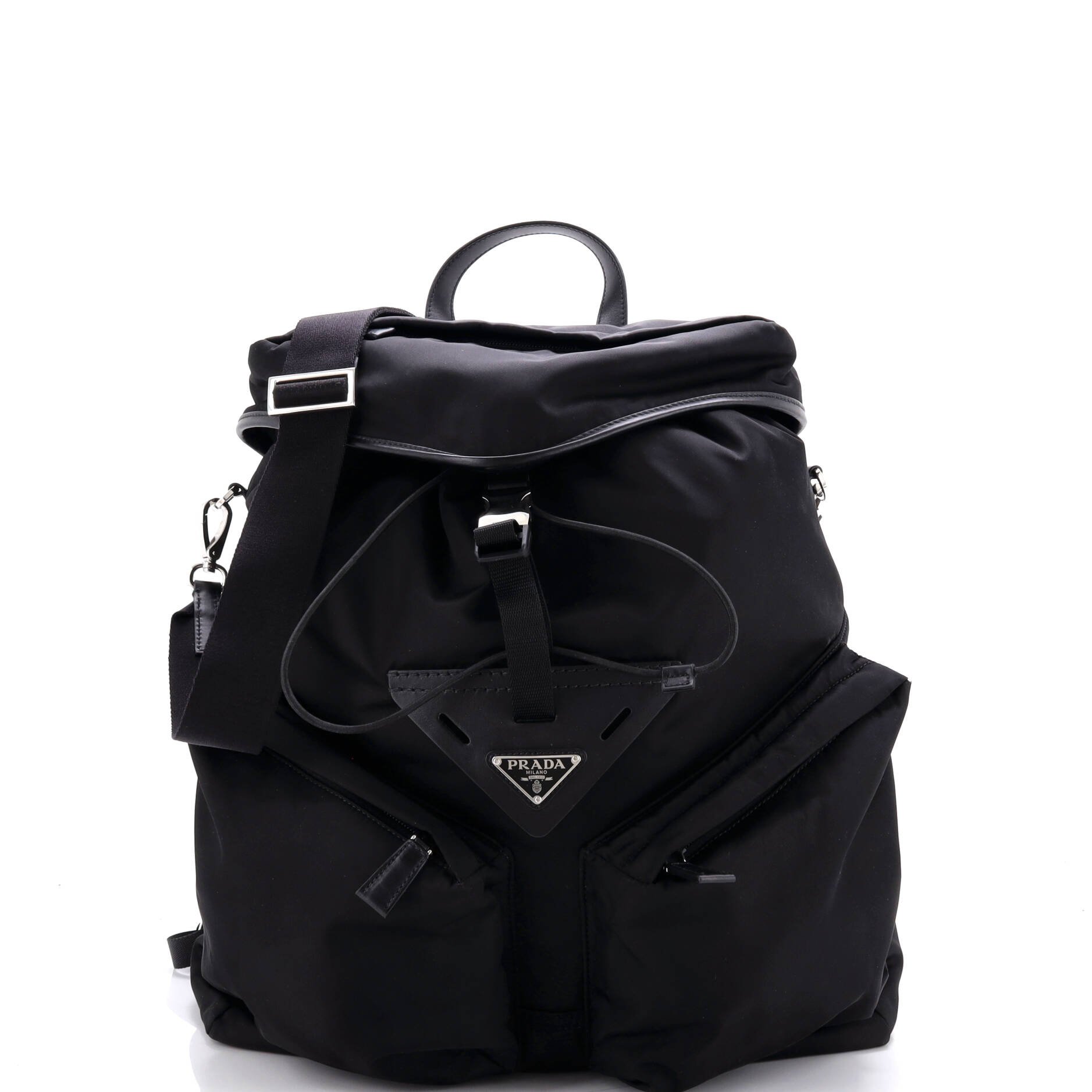 Triangle Convertible Backpack Re-Nylon with Leather