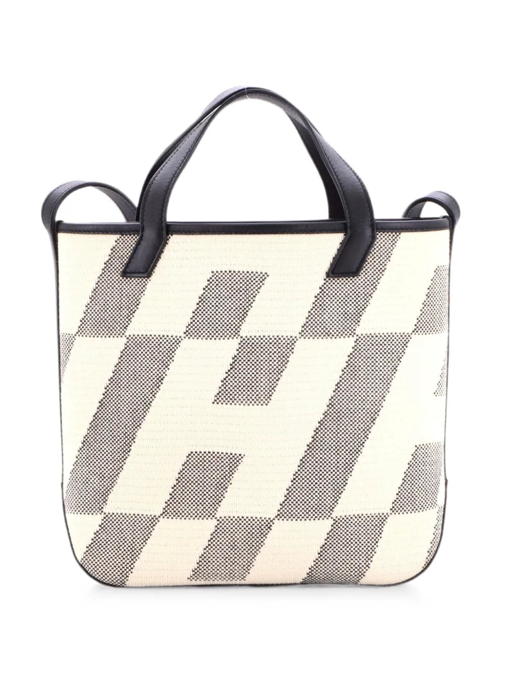 Cabas H en Biais Tote Canvas with Leather 27 shoulder bag