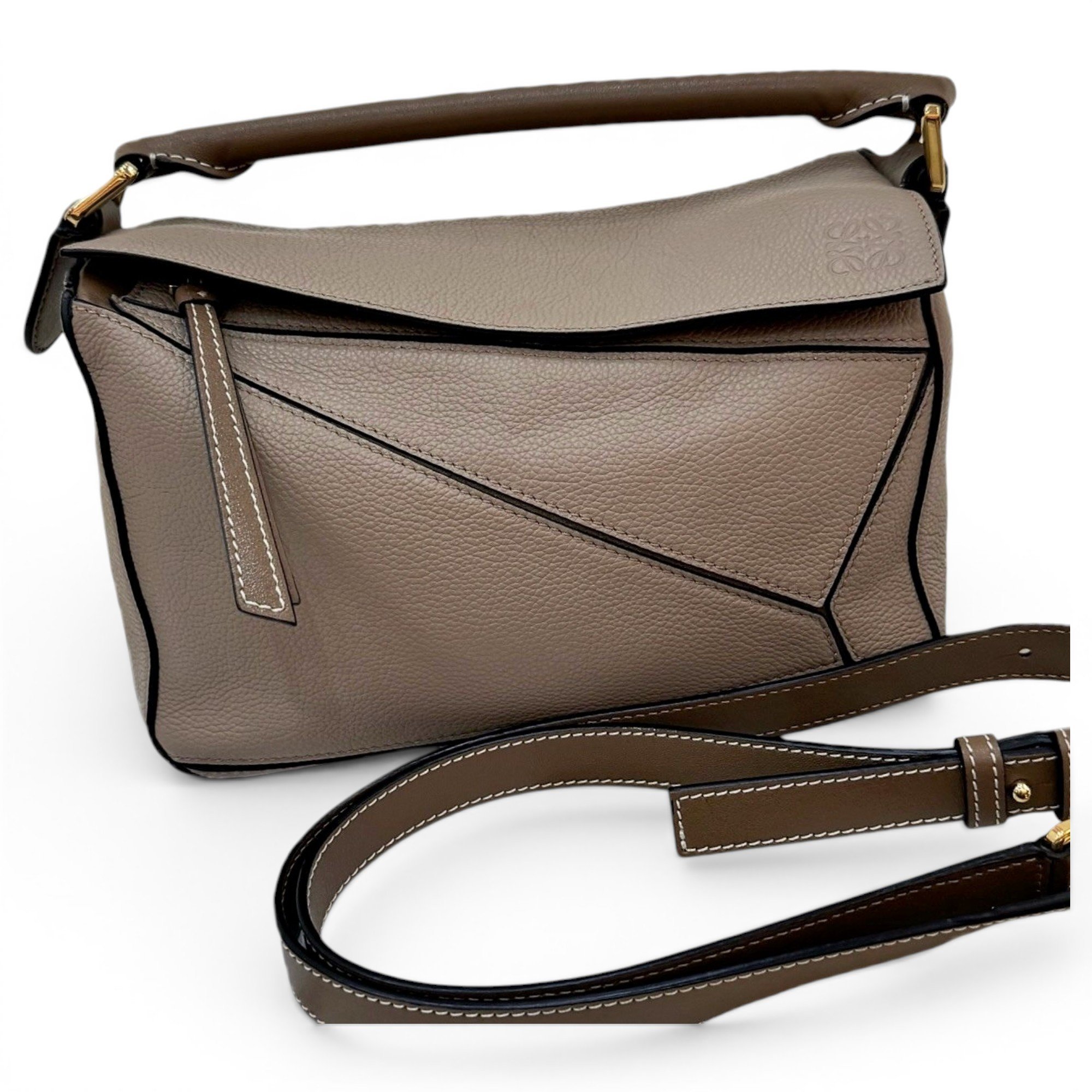 Puzzle leather handbag