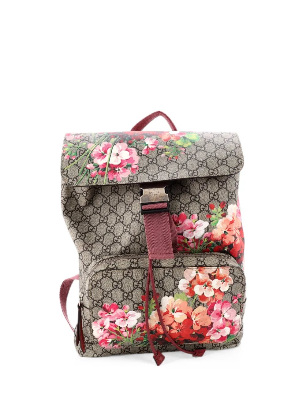 Buckle Blooms Print GG Coated Canvas Medium backpack
