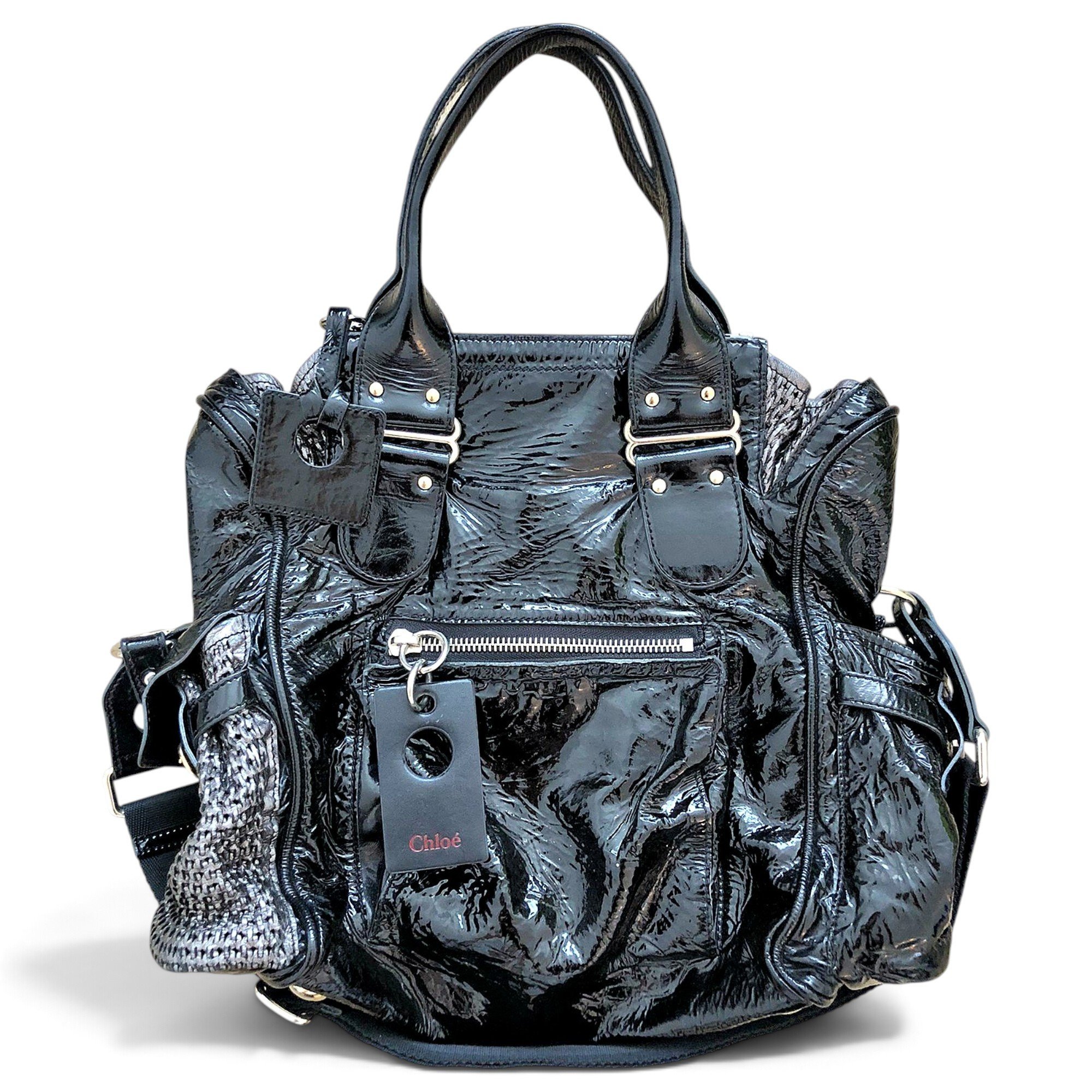 Patent leather handbag