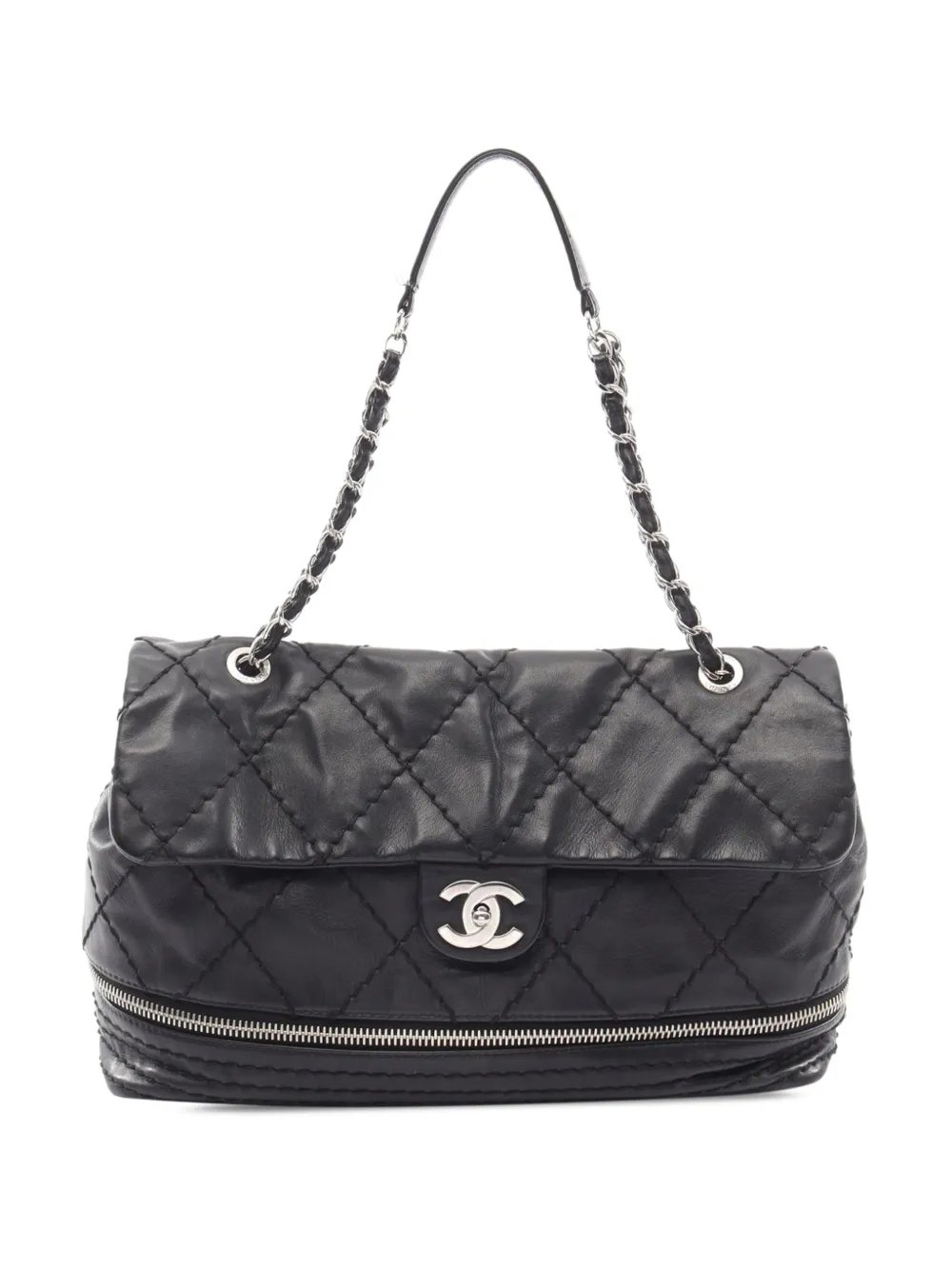 2006-2008 Large Stitched Calfskin Expandable Flap shoulder bag