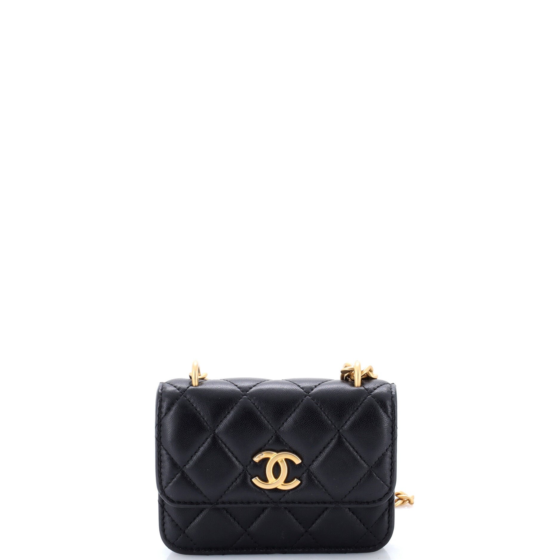 Sweet Camellia Flap Clutch with Chain Quilted Lambskin Mini