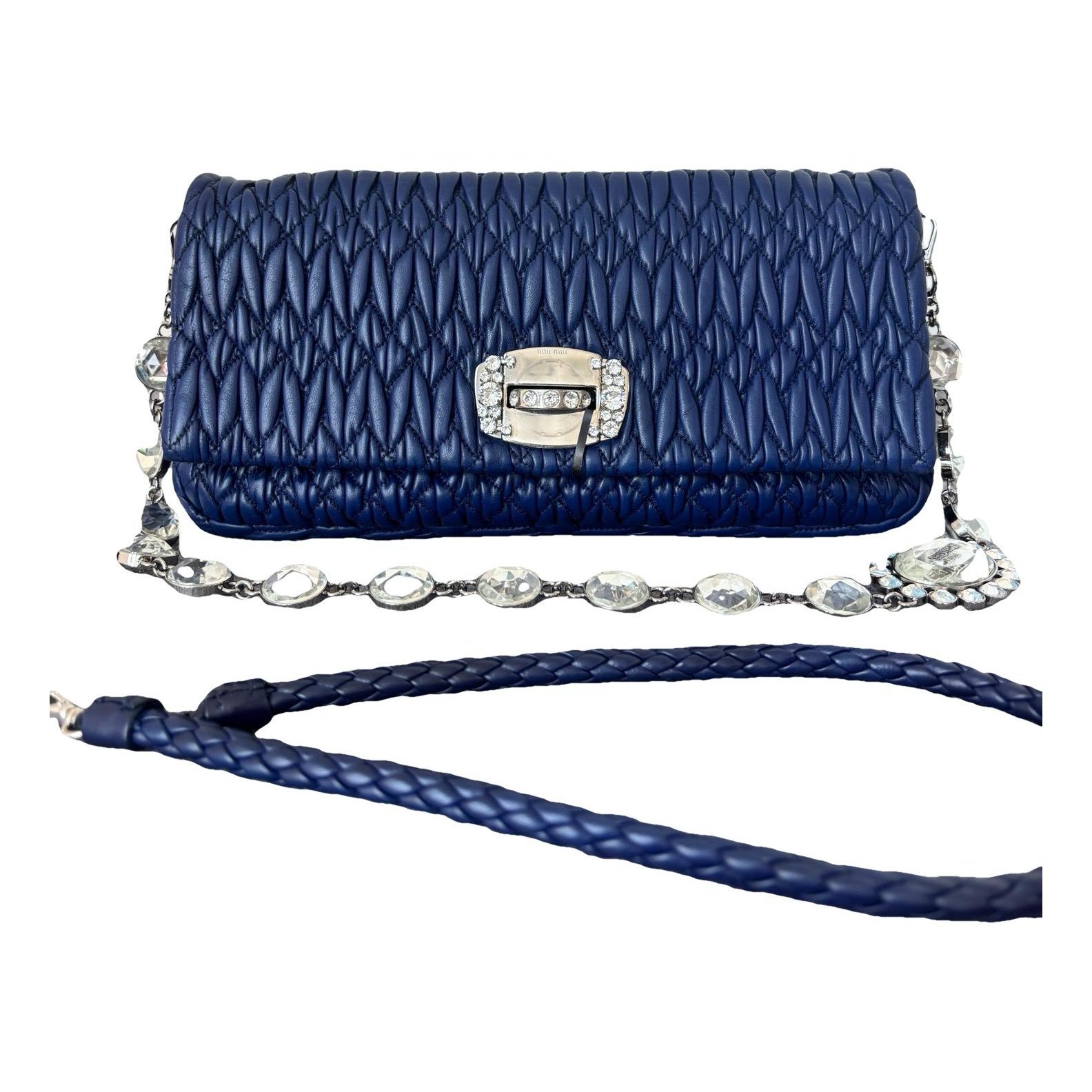Miu Crystal leather handbag