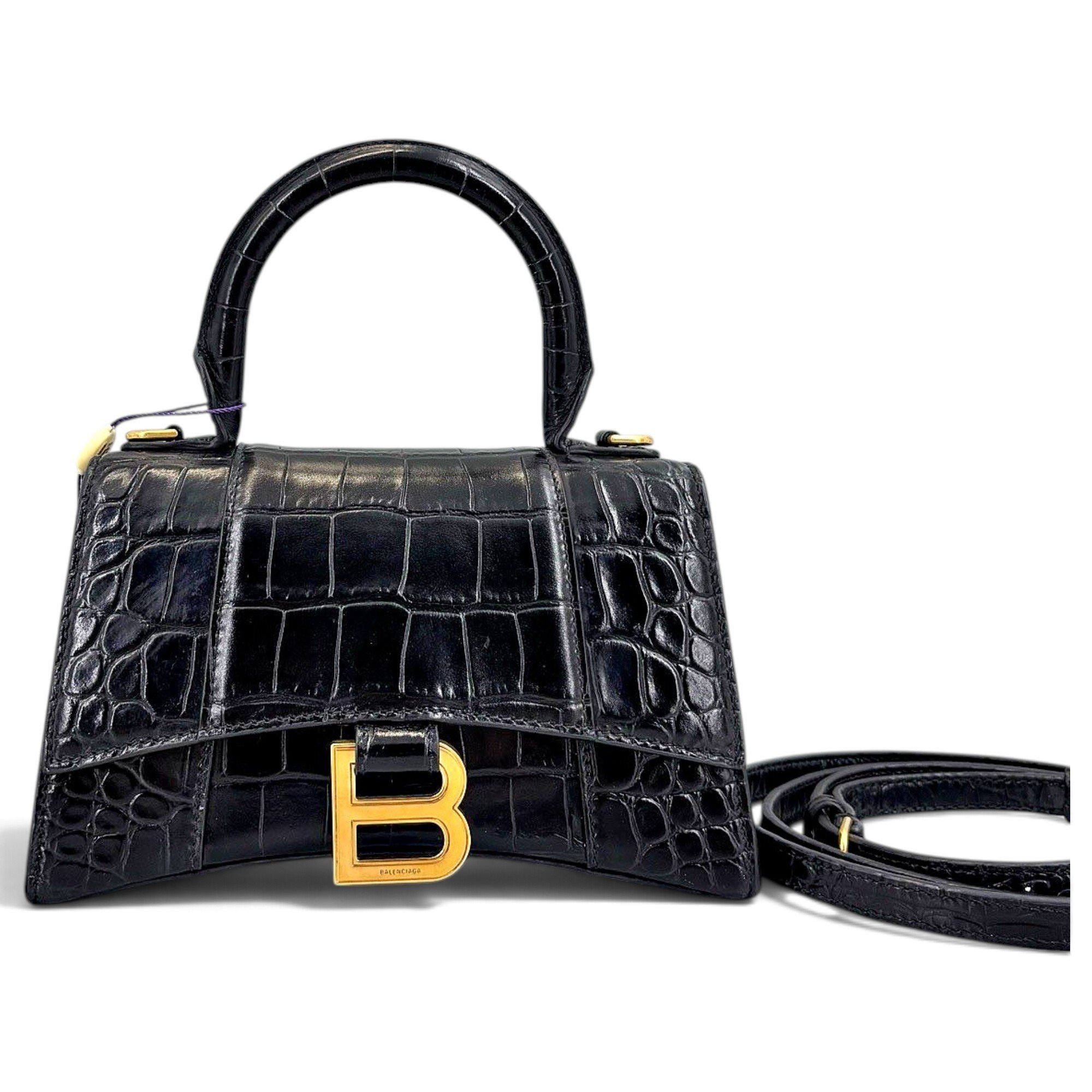 Hourglass leather handbag