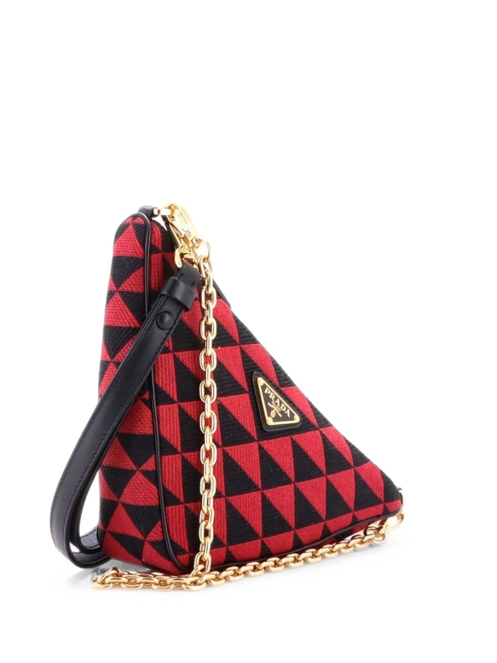 Symbole Triangle Bag Leather and Jacquard Mini shoulder bag