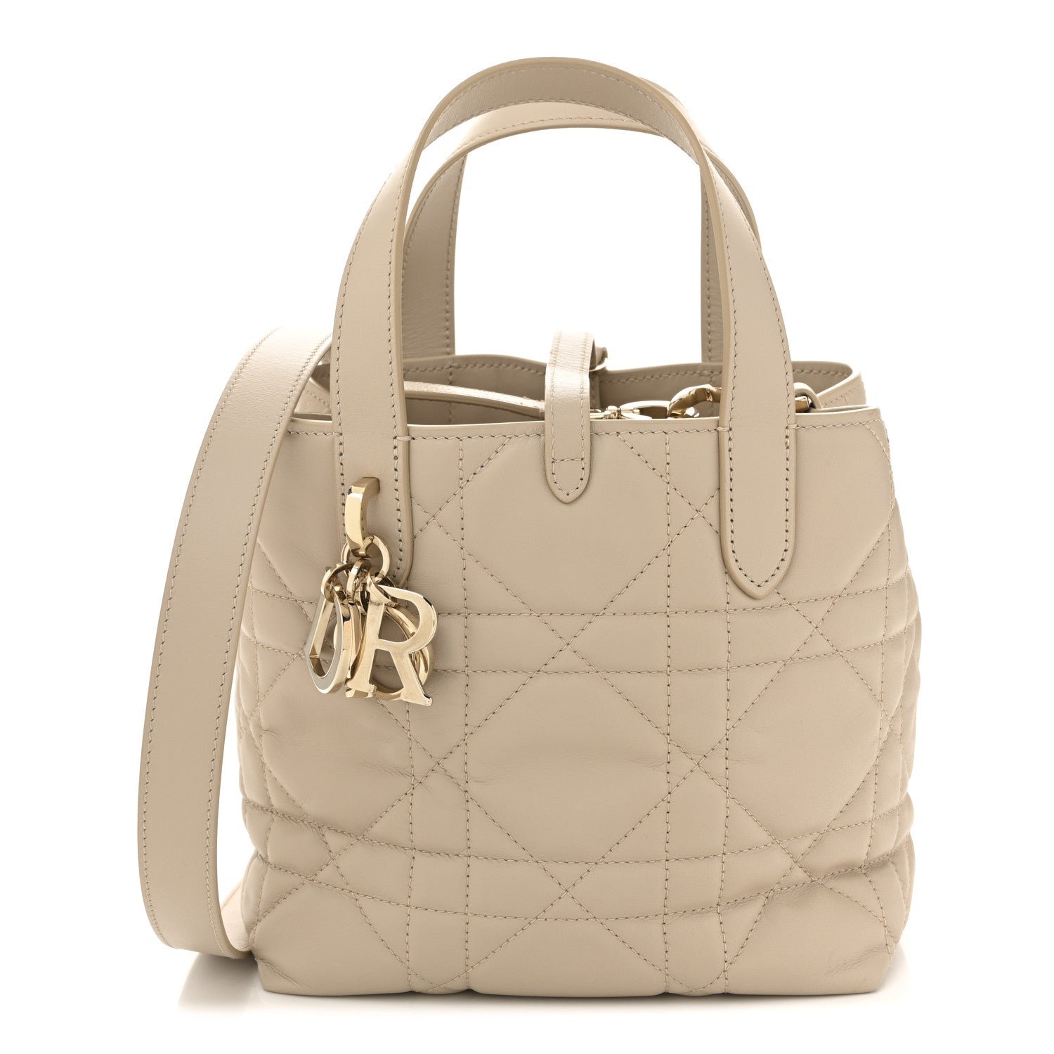 Dior Calfskin Macrocannage Small Toujours Vertical Beige