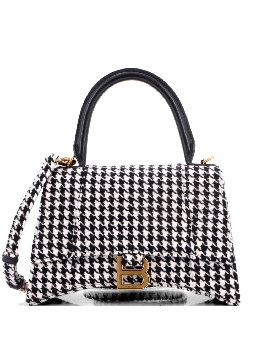 Hourglass Top Handle Bag Houndstooth Textile Small shoulder bag
