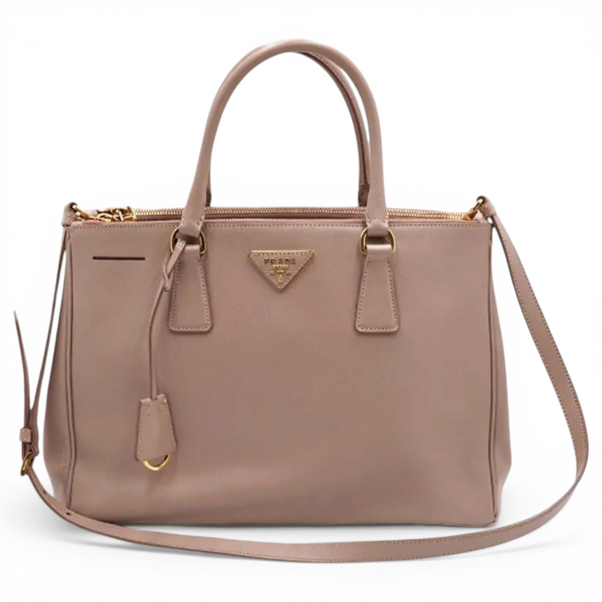 Double leather handbag